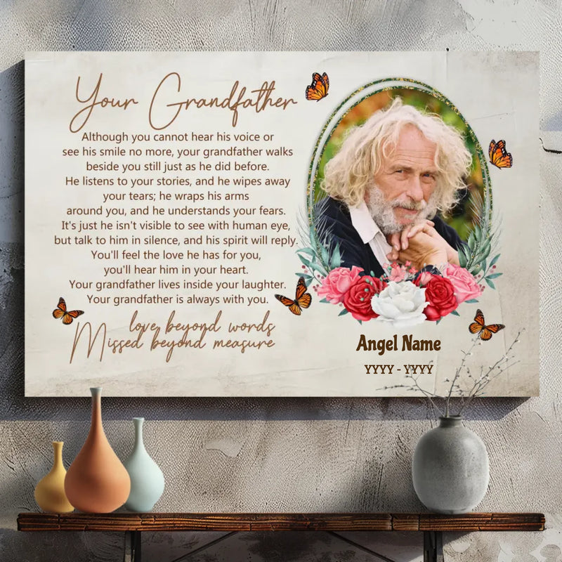 Custom Grandfather Memorial Canvas - Forever in Your Heart | 89Prints
