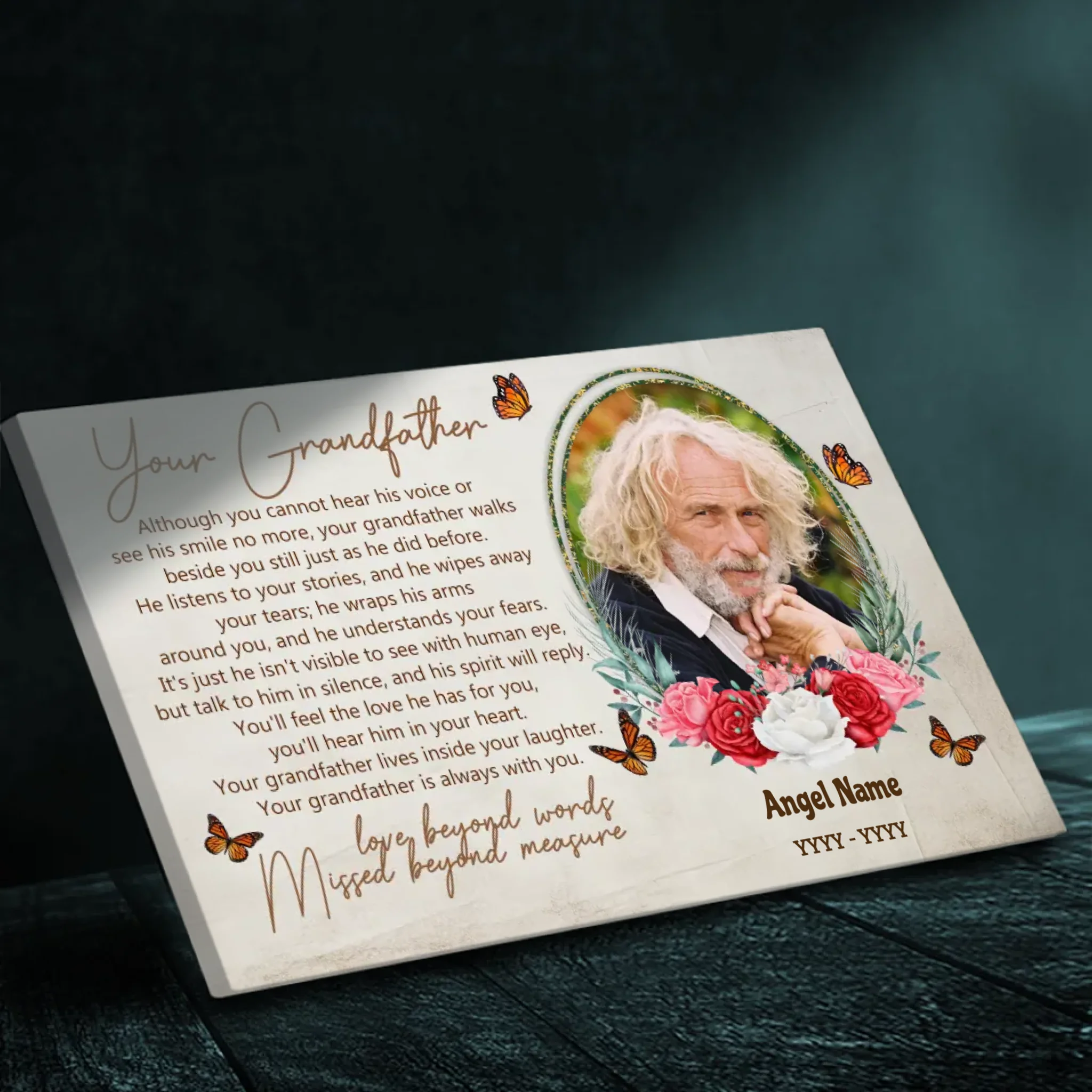 Custom Grandfather Memorial Canvas - Forever in Your Heart | 89Prints