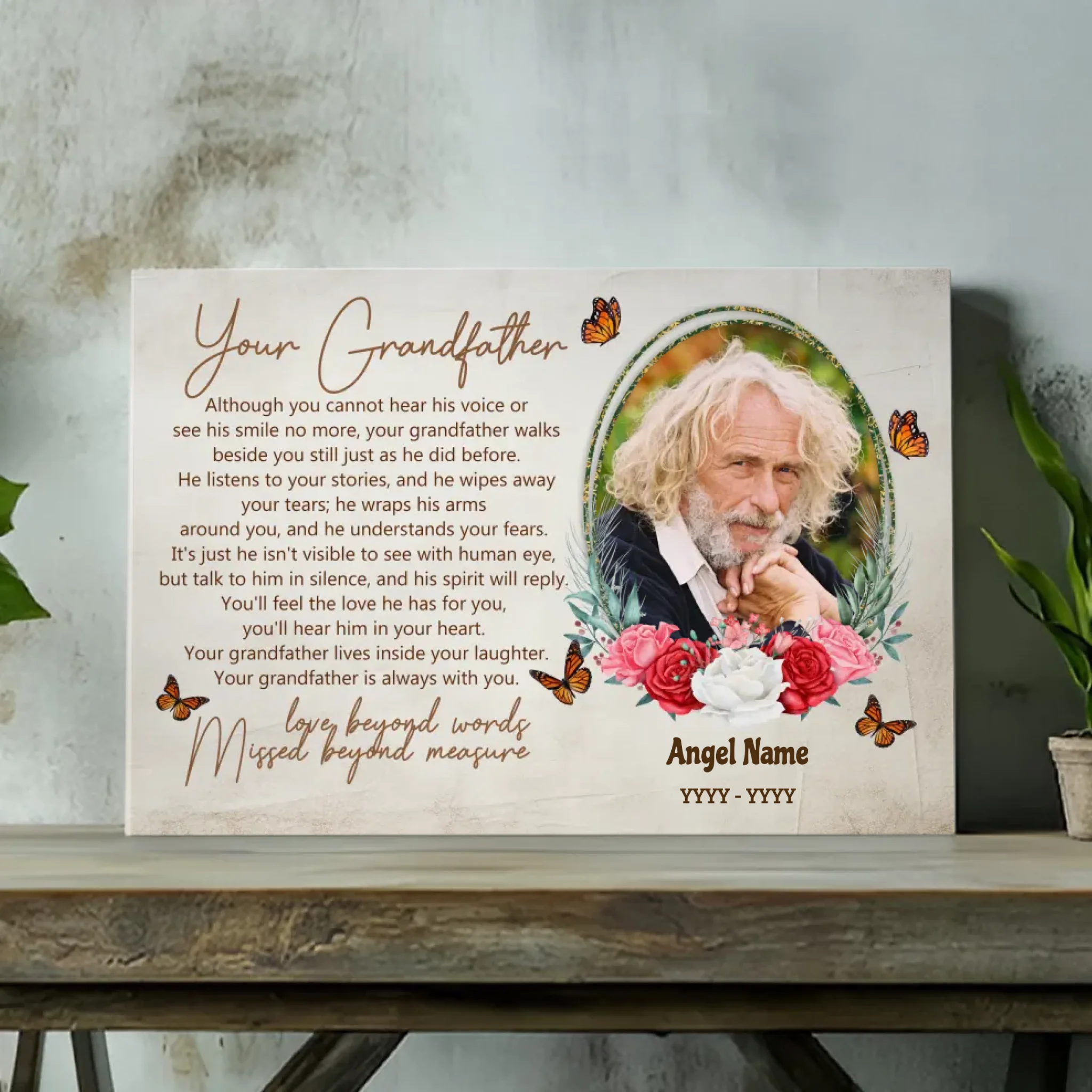 Custom Grandfather Memorial Canvas - Forever in Your Heart | 89Prints