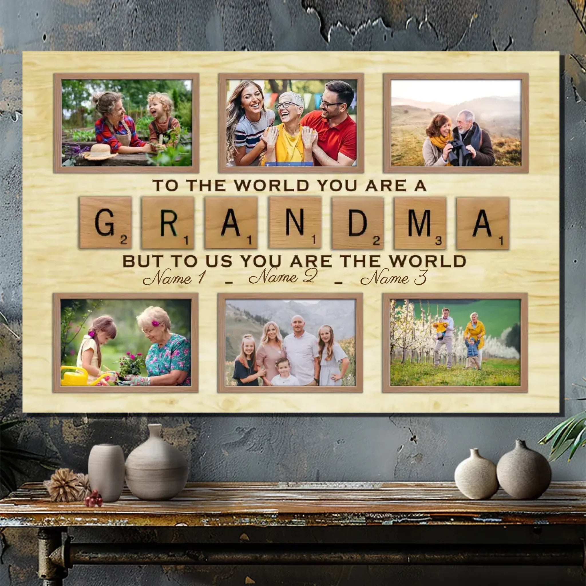 Personalized Grandma Canvas - To Us, You Are the World | 89Prints