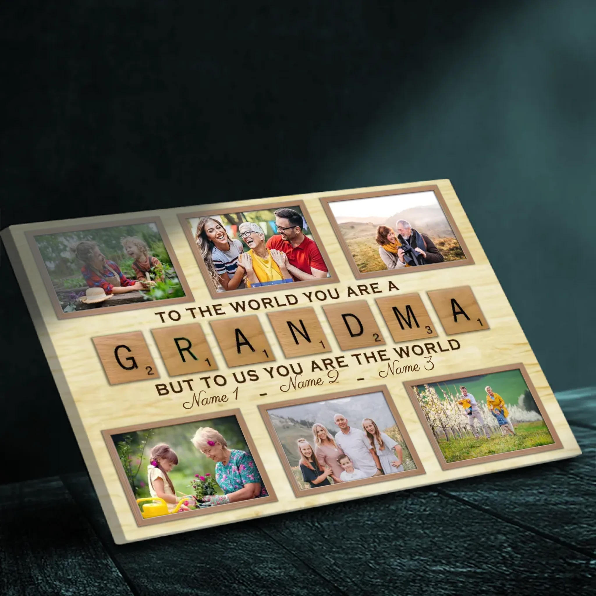 Personalized Grandma Canvas - To Us, You Are the World | 89Prints