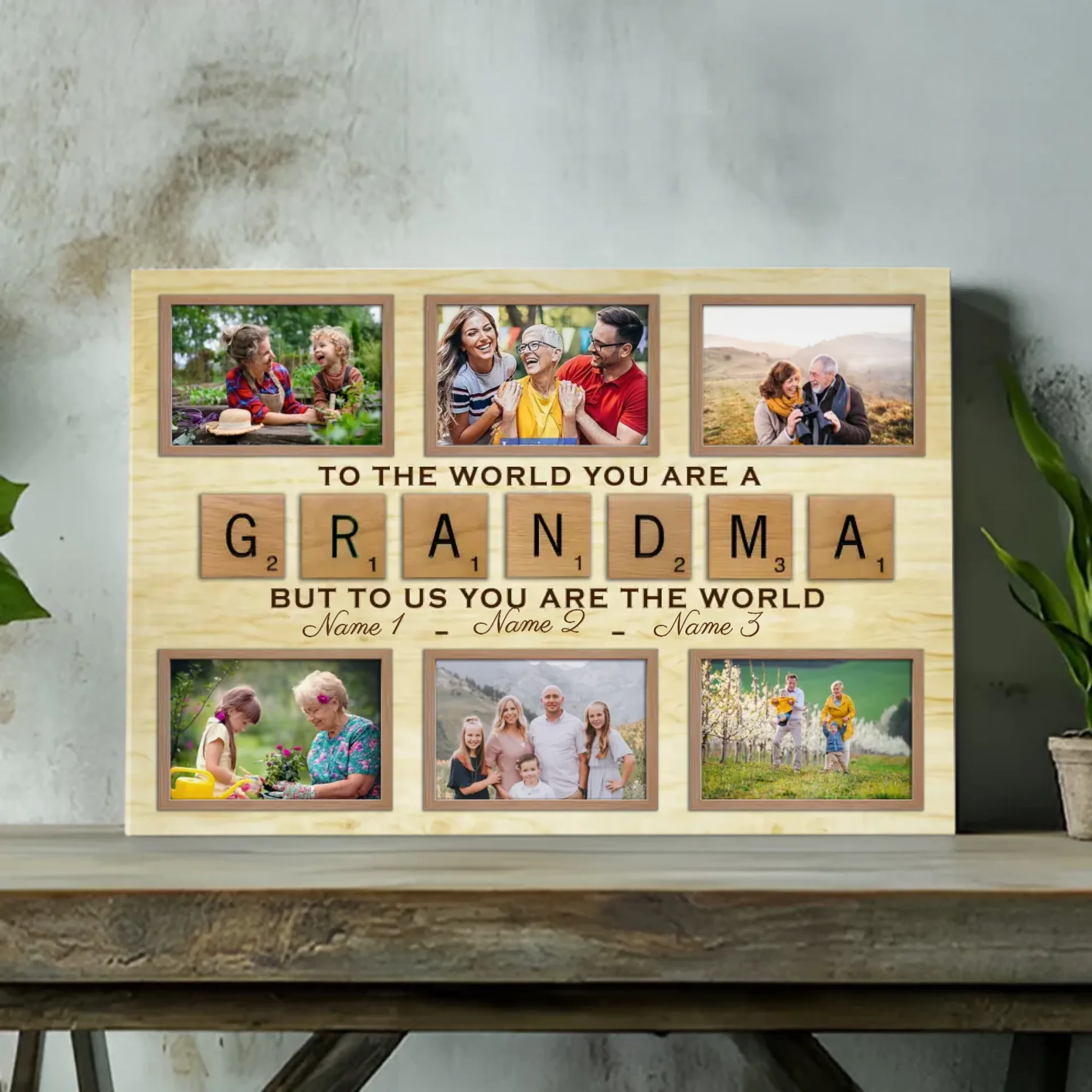 Personalized Grandma Canvas - To Us, You Are the World | 89Prints