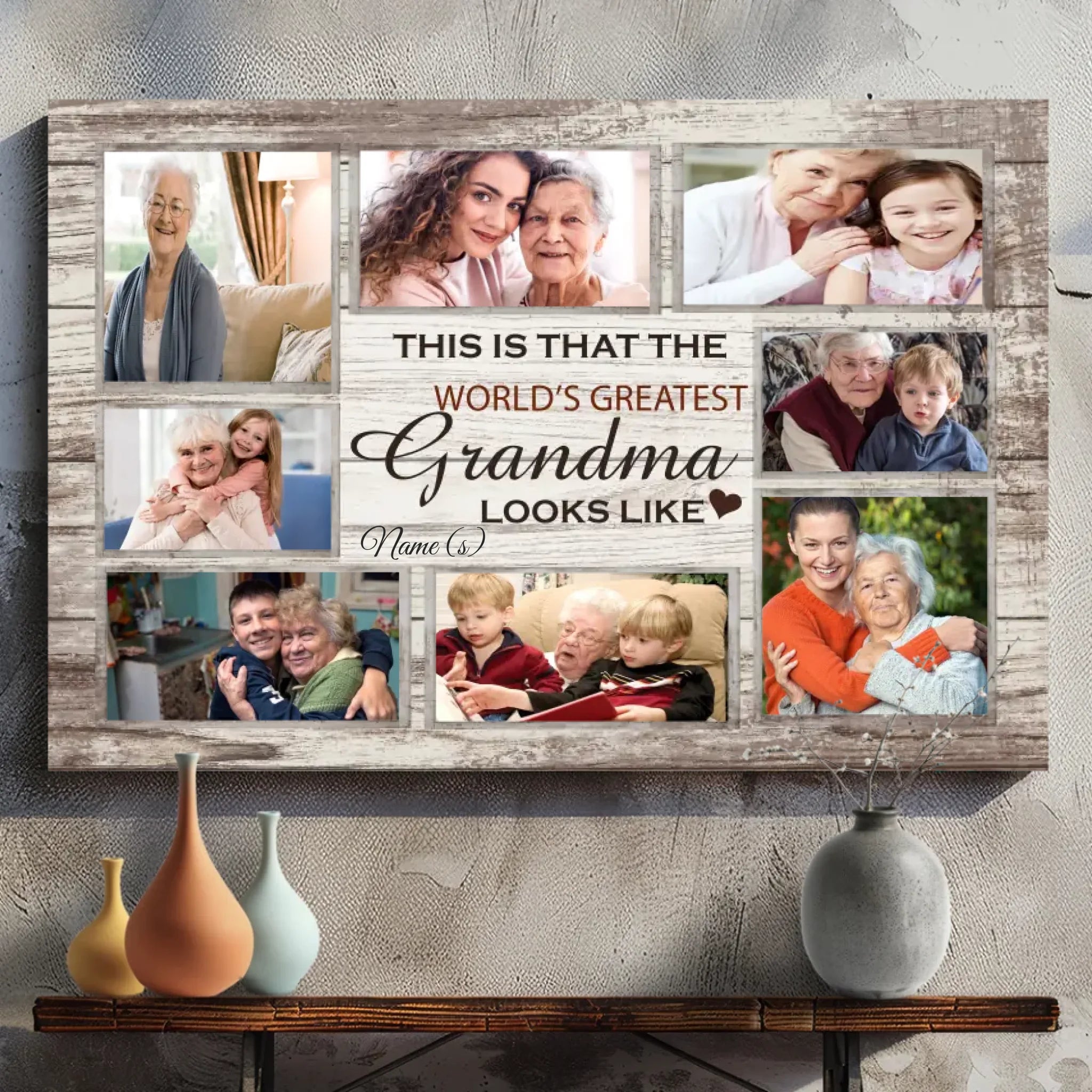Custom Name and Photo Canvas Art from 89Prints: World's Greatest Grandma