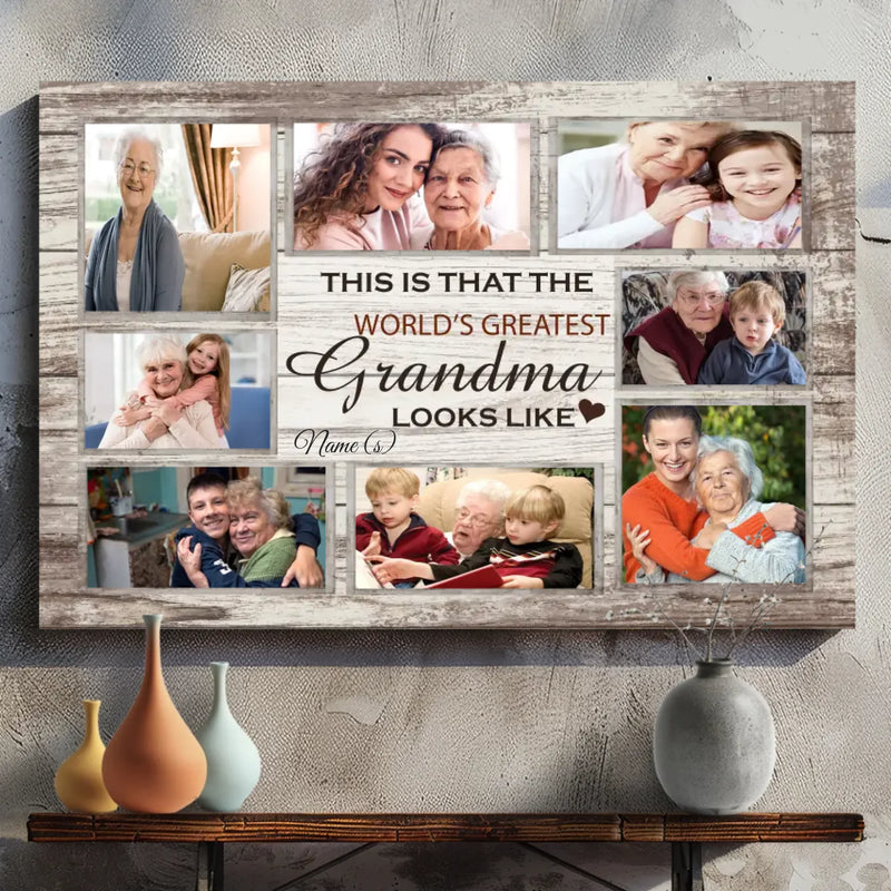 Custom Name and Photo Canvas Art from 89Prints: World's Greatest Grandma