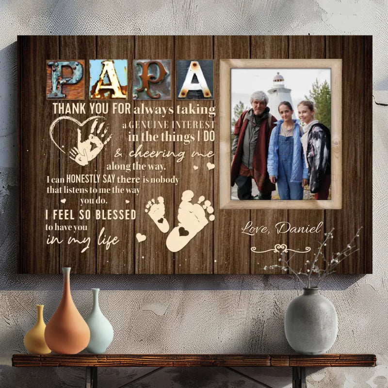 Customizable Canvas for Papa – A Heartfelt Thank You for His Unwavering Support