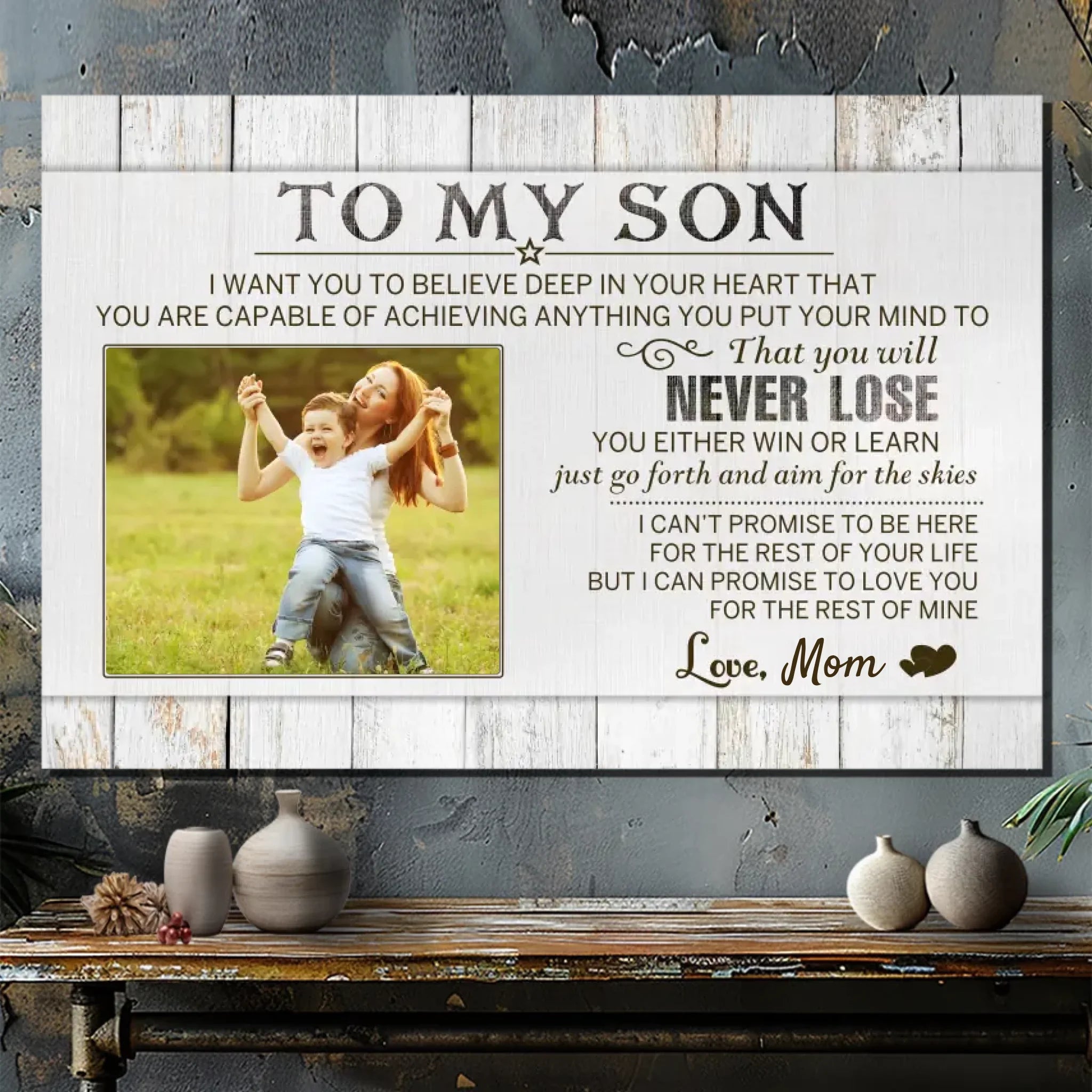 Personalized Canvas for Son - Inspiring Message from Mom by 89Prints
