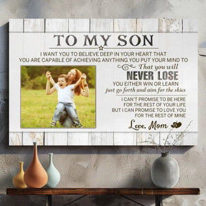 Personalized Canvas for Son - Inspiring Message from Mom by 89Prints