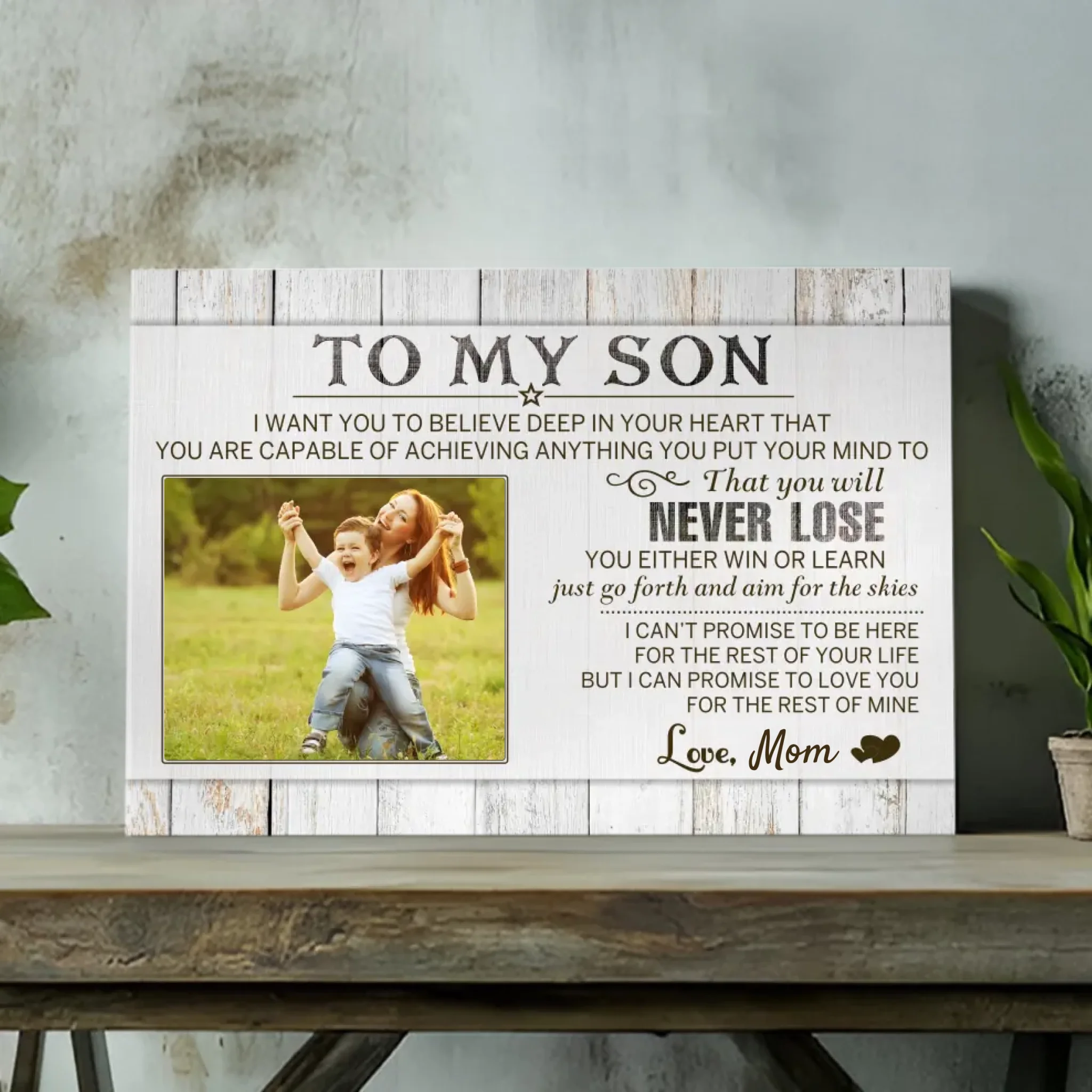 Personalized Canvas for Son - Inspiring Message from Mom by 89Prints