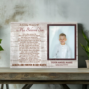Custom Memorial Canvas for Your Beloved Son - Cherish His Memory