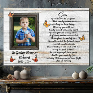 Personalized Son Memorial Canvas – 89Prints | Eternal Tribute to a Beloved Son