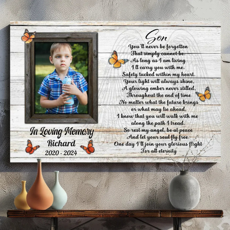 Personalized Son Memorial Canvas – 89Prints | Eternal Tribute to a Beloved Son