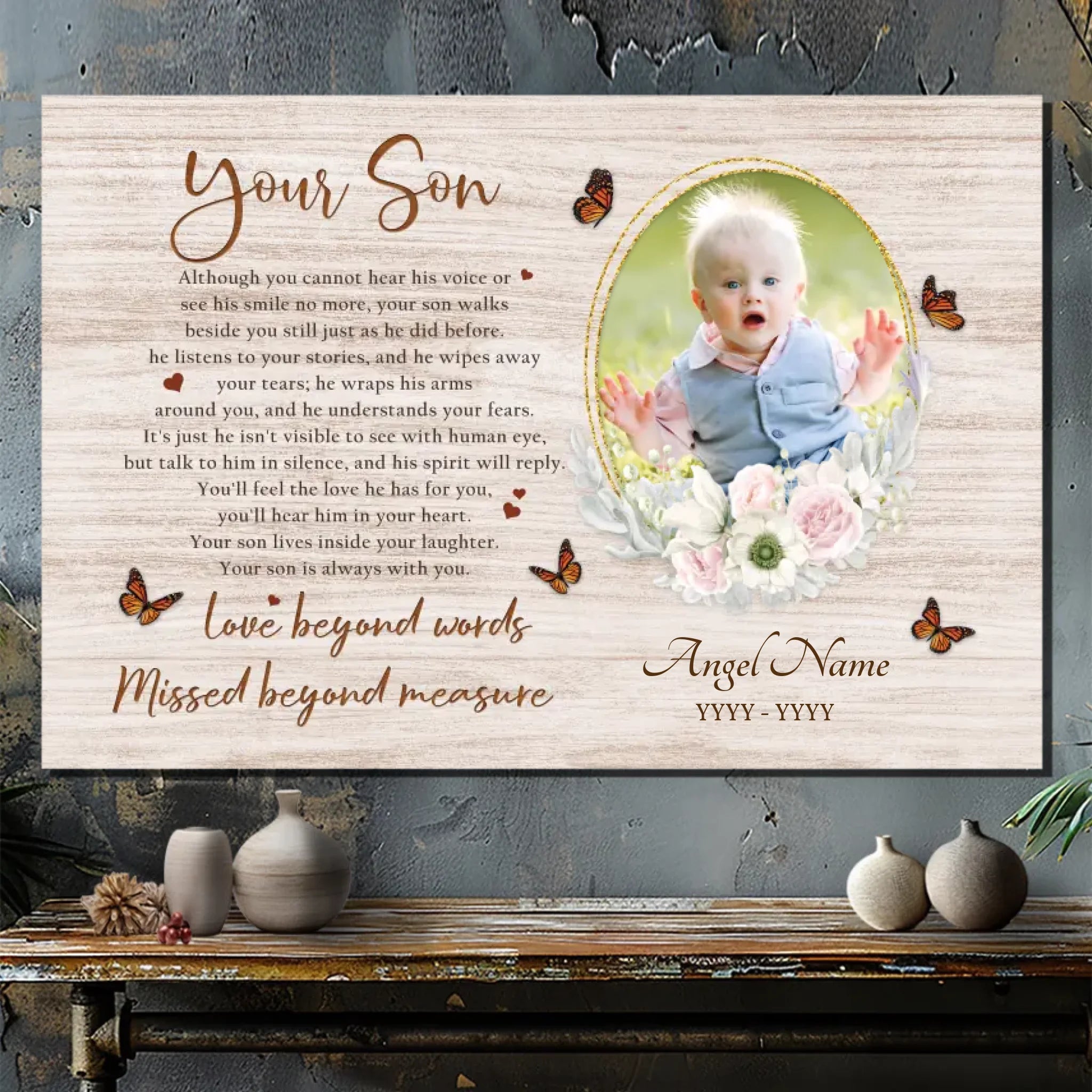 Eternal Love for Son – Personalized Memorial Canvas | 89Prints