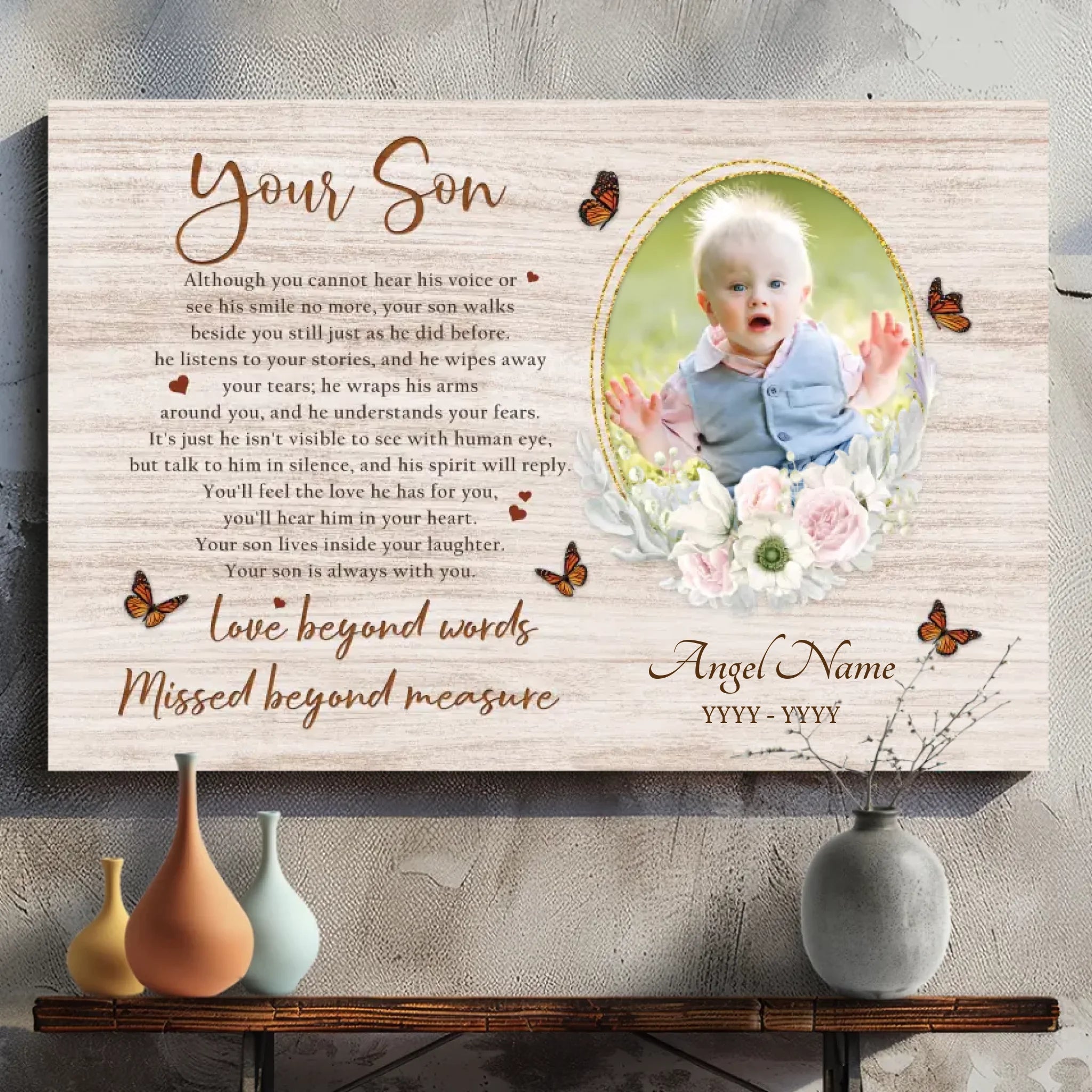 Eternal Love for Son – Personalized Memorial Canvas | 89Prints