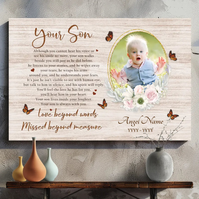 Eternal Love for Son – Personalized Memorial Canvas | 89Prints