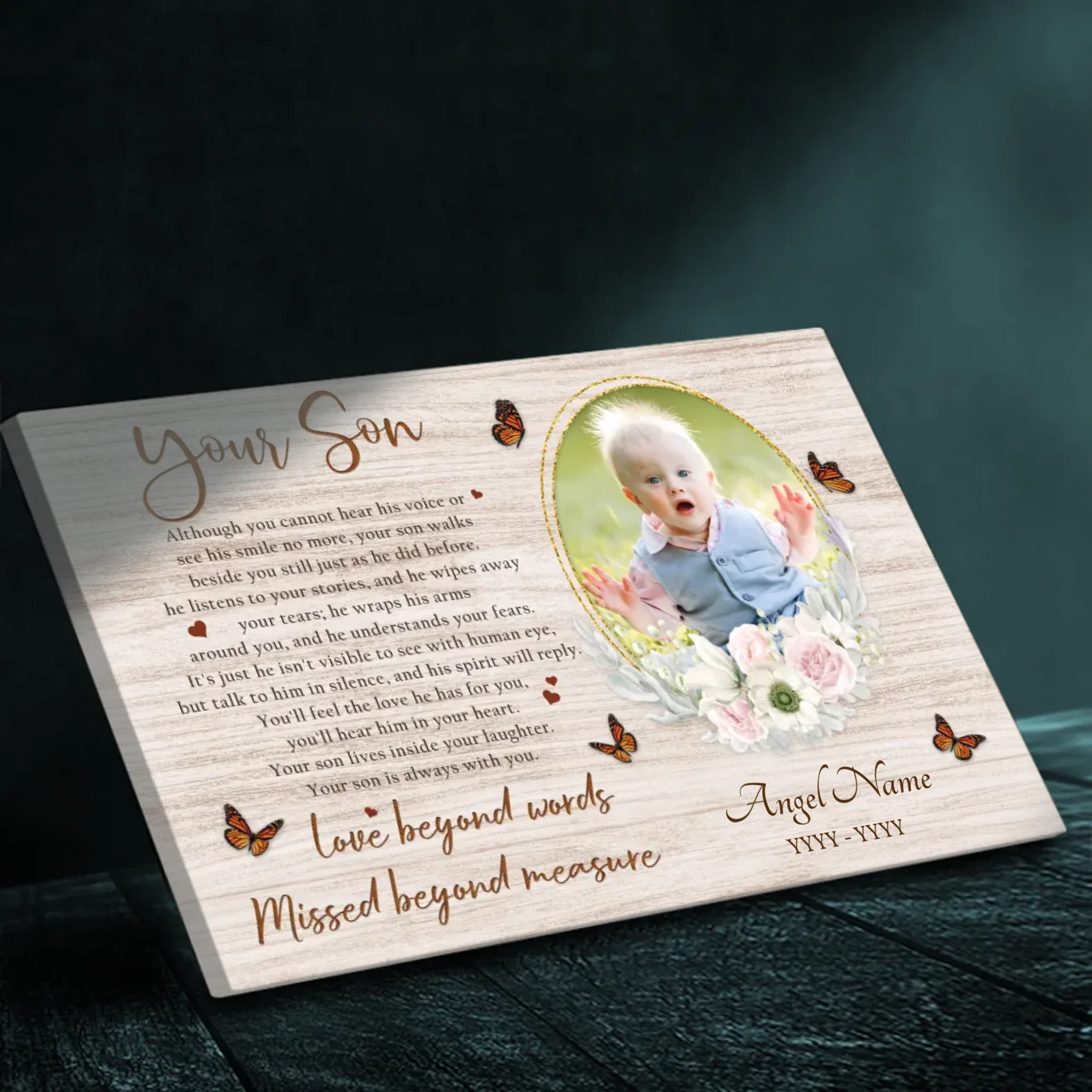 Eternal Love for Son – Personalized Memorial Canvas | 89Prints