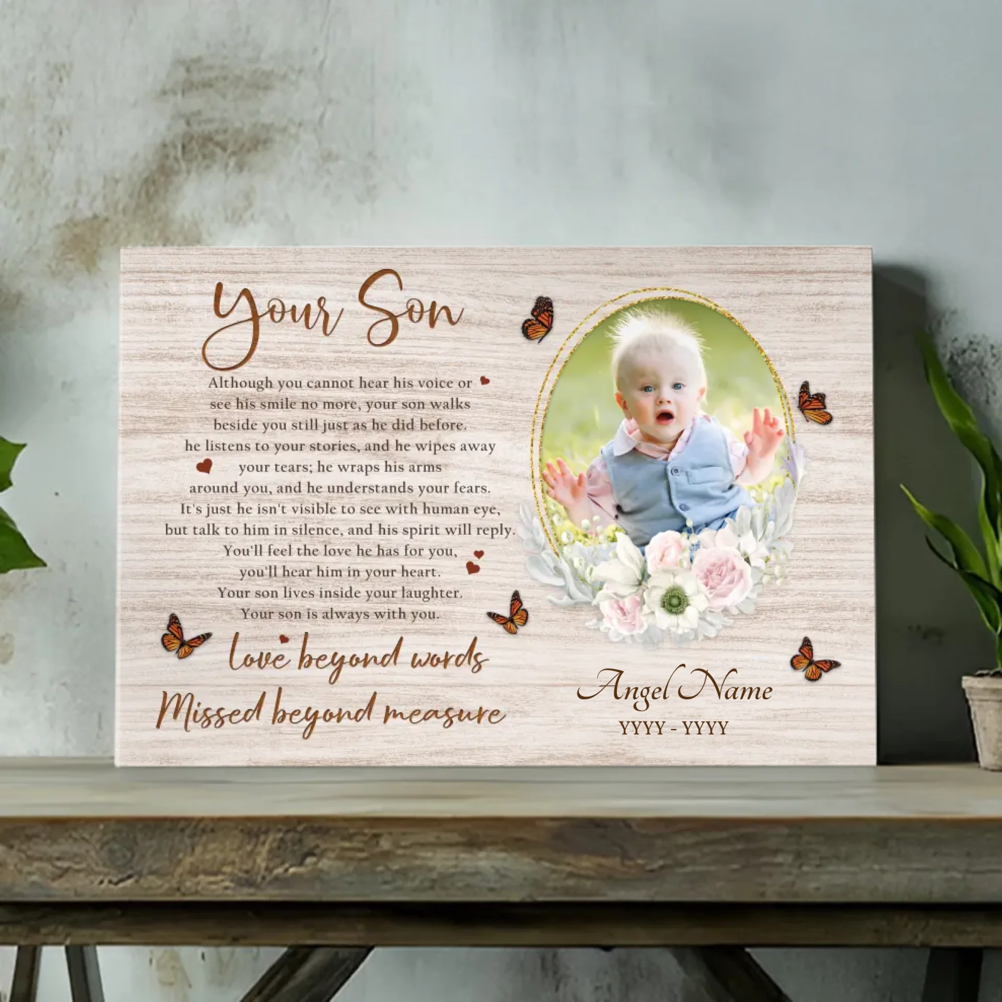 Eternal Love for Son – Personalized Memorial Canvas | 89Prints