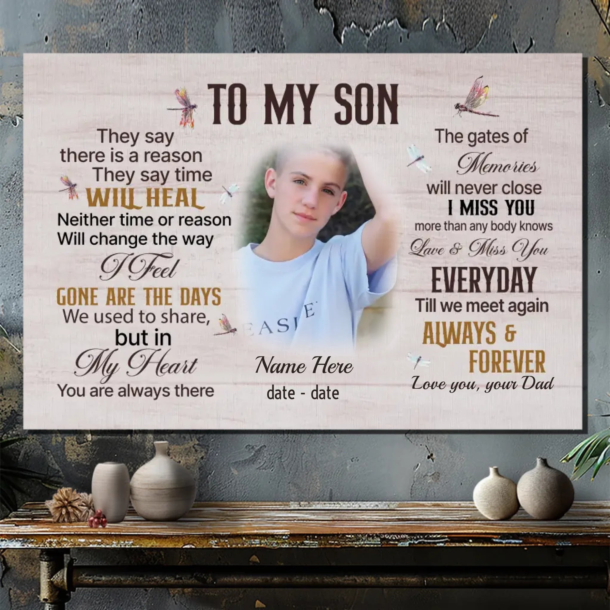 Heartfelt Custom Canvas Tribute to Honor Your Beloved Son – 89Prints