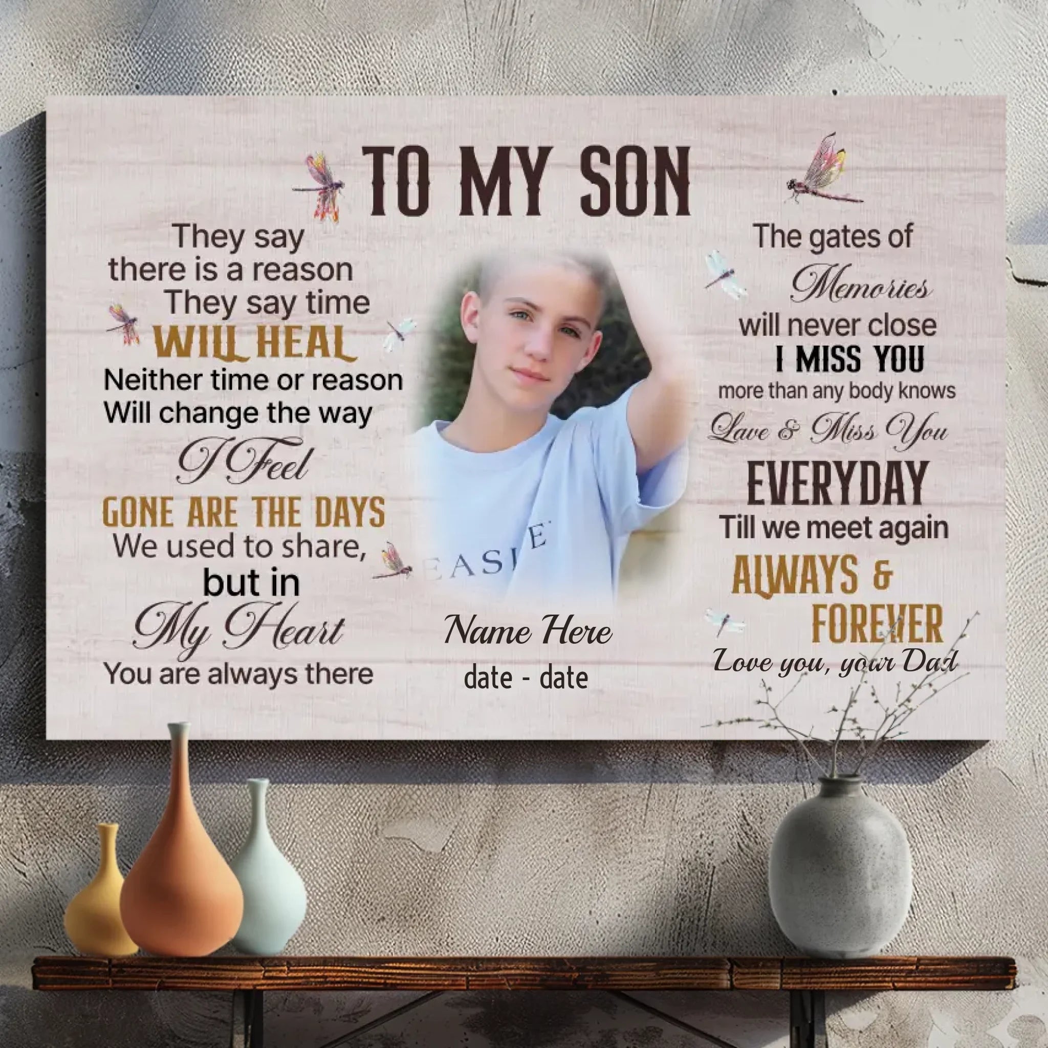Heartfelt Custom Canvas Tribute to Honor Your Beloved Son – 89Prints