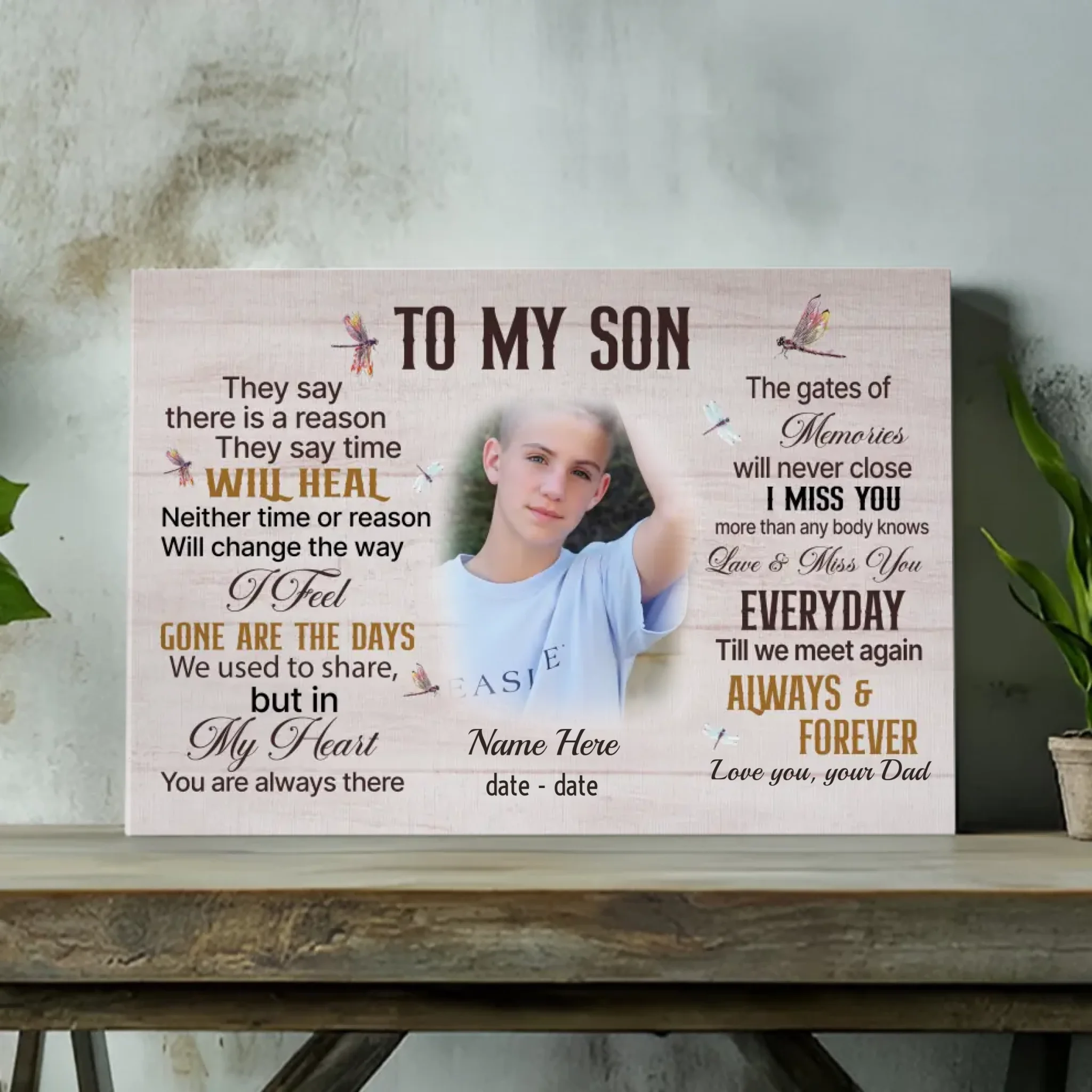 Heartfelt Custom Canvas Tribute to Honor Your Beloved Son – 89Prints