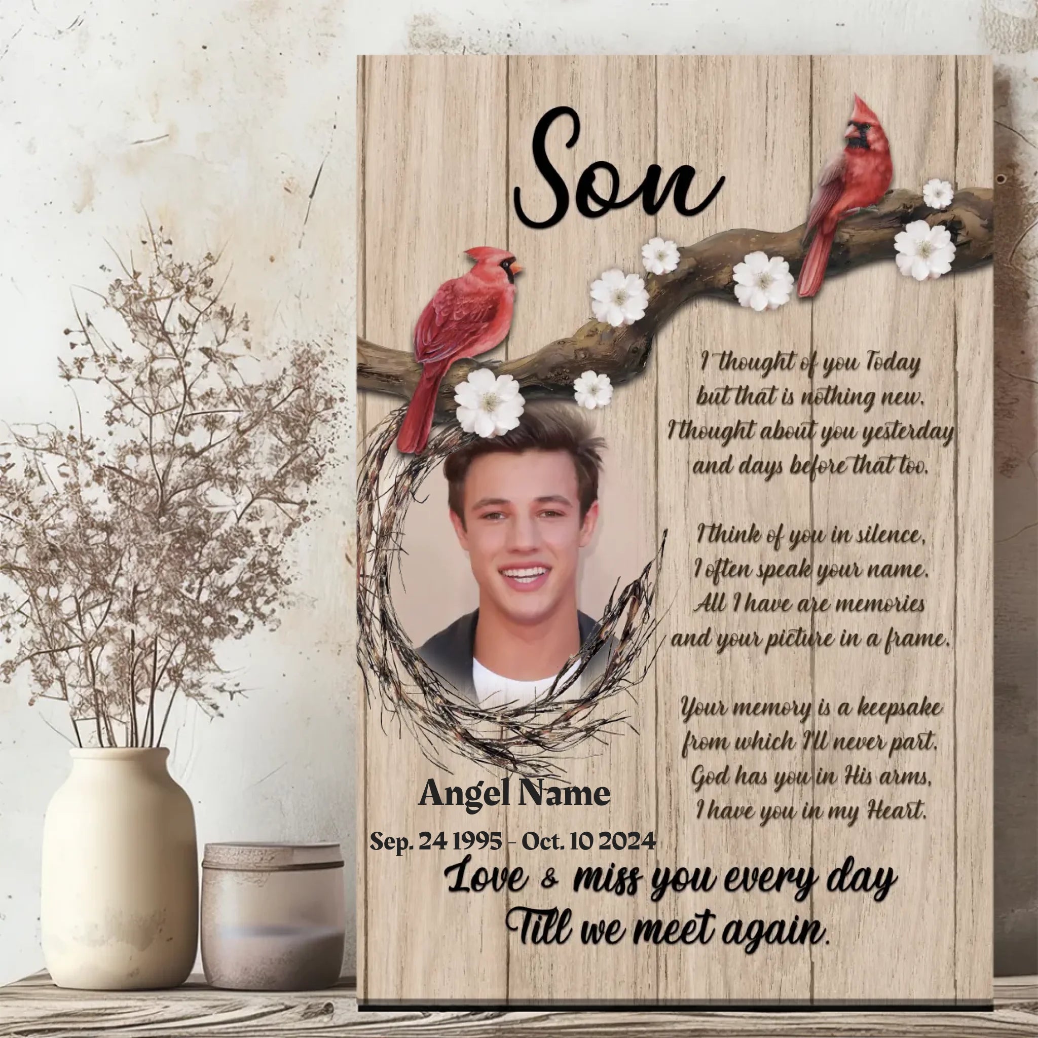 Cherished Custom Canvas Tribute for Your Son – Forever in Our Hearts – 89Prints