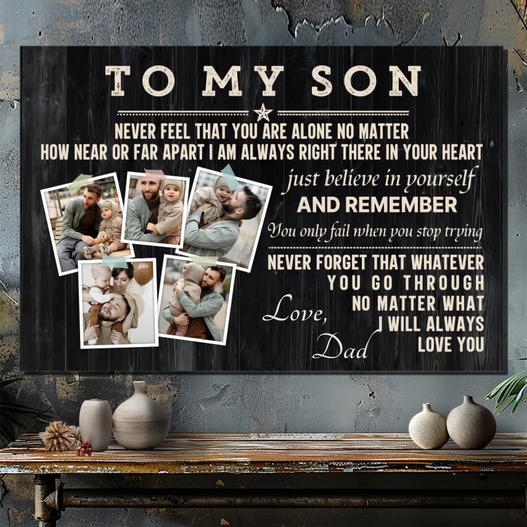 Inspirational Custom Canvas for Your Son – Always in Your Heart – 89Prints