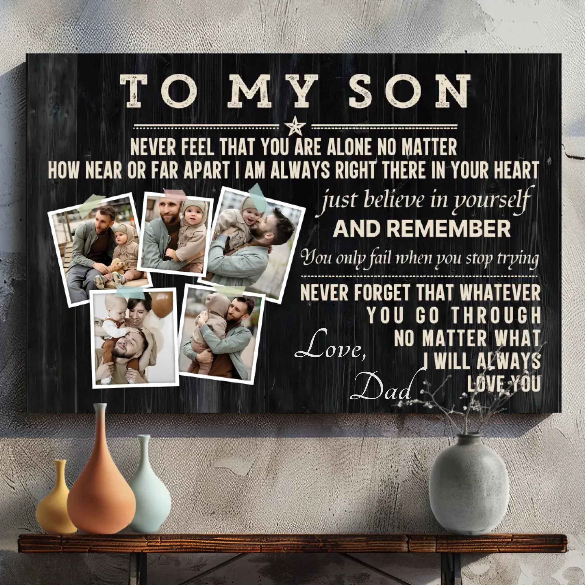 Inspirational Custom Canvas for Your Son – Always in Your Heart – 89Prints