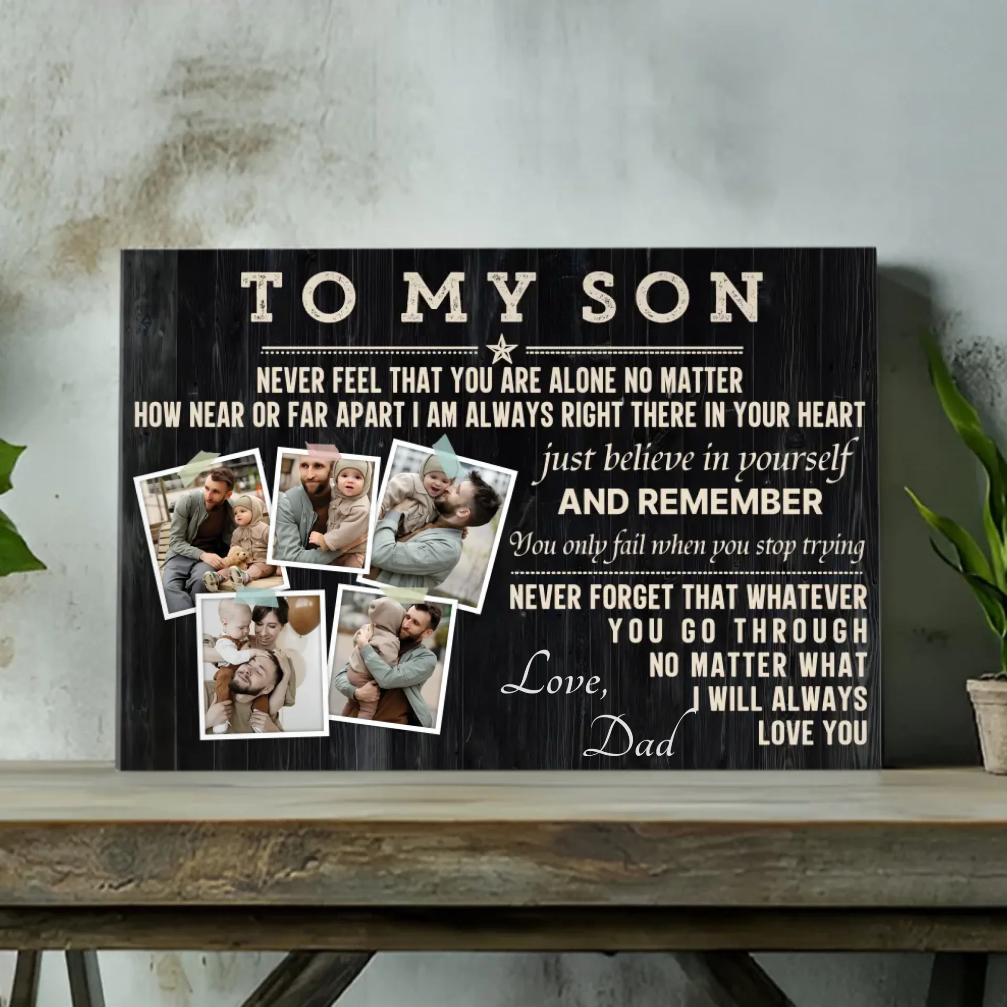 Inspirational Custom Canvas for Your Son – Always in Your Heart – 89Prints