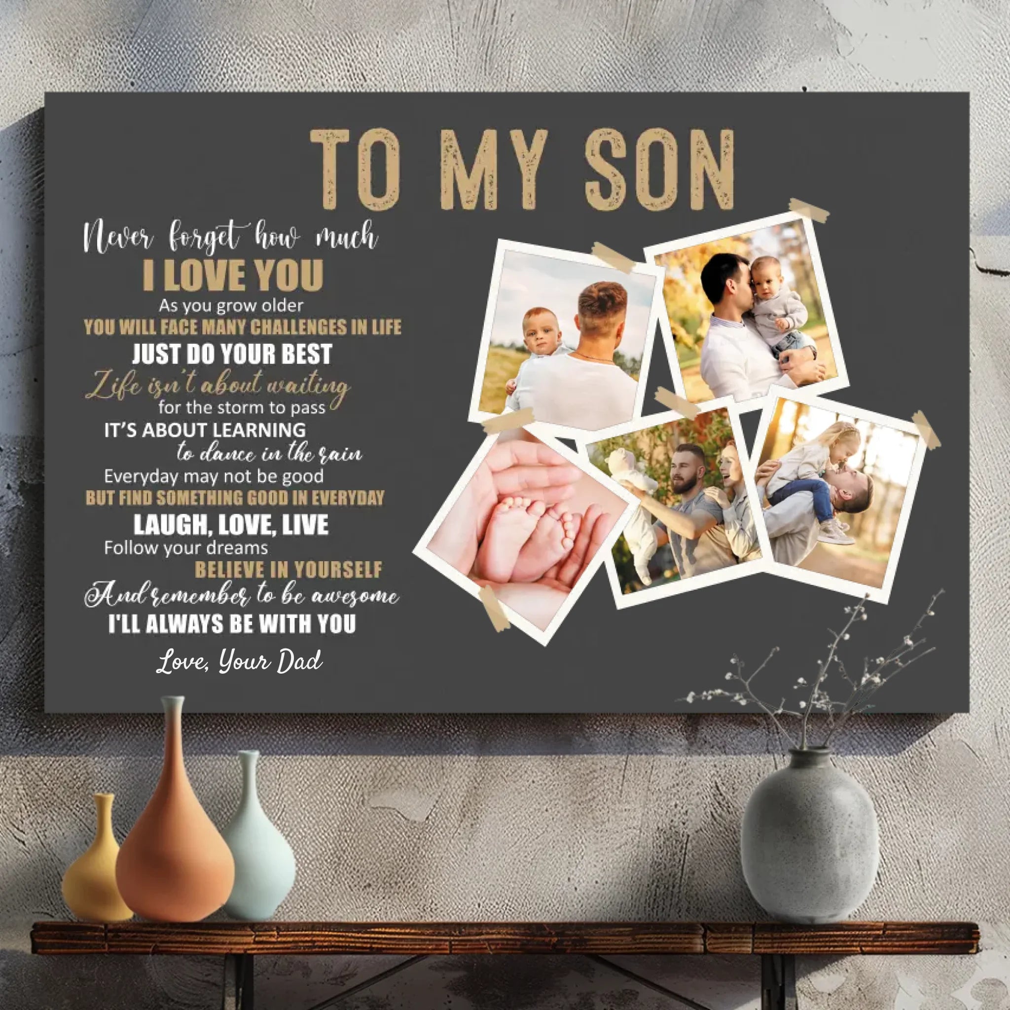 Personalized Canvas for Son - Motivational & Heartfelt Message | 89Prints