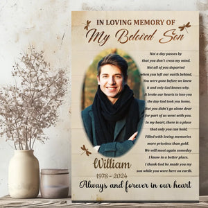 Touching Memorial Canvas for Your Beloved Son | Personalized Tribute | 89Prints