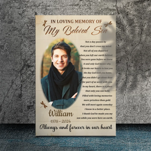 Touching Memorial Canvas for Your Beloved Son | Personalized Tribute | 89Prints