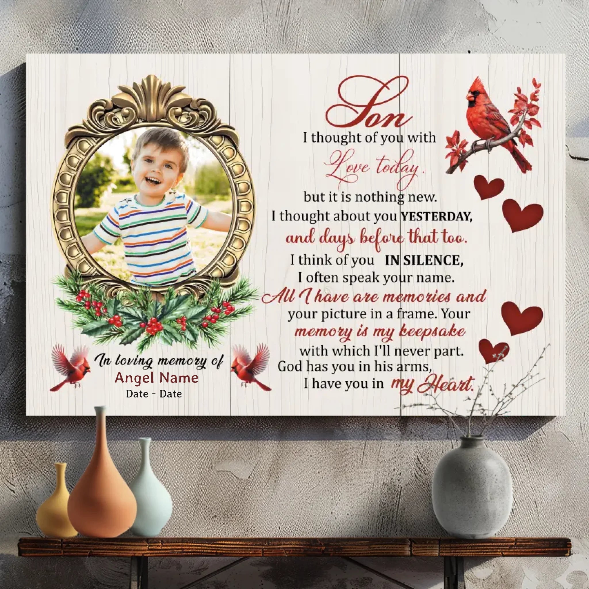 Customizable Canvas for Your Son: A Beautiful Tribute to Cherished Memories | 89Prints