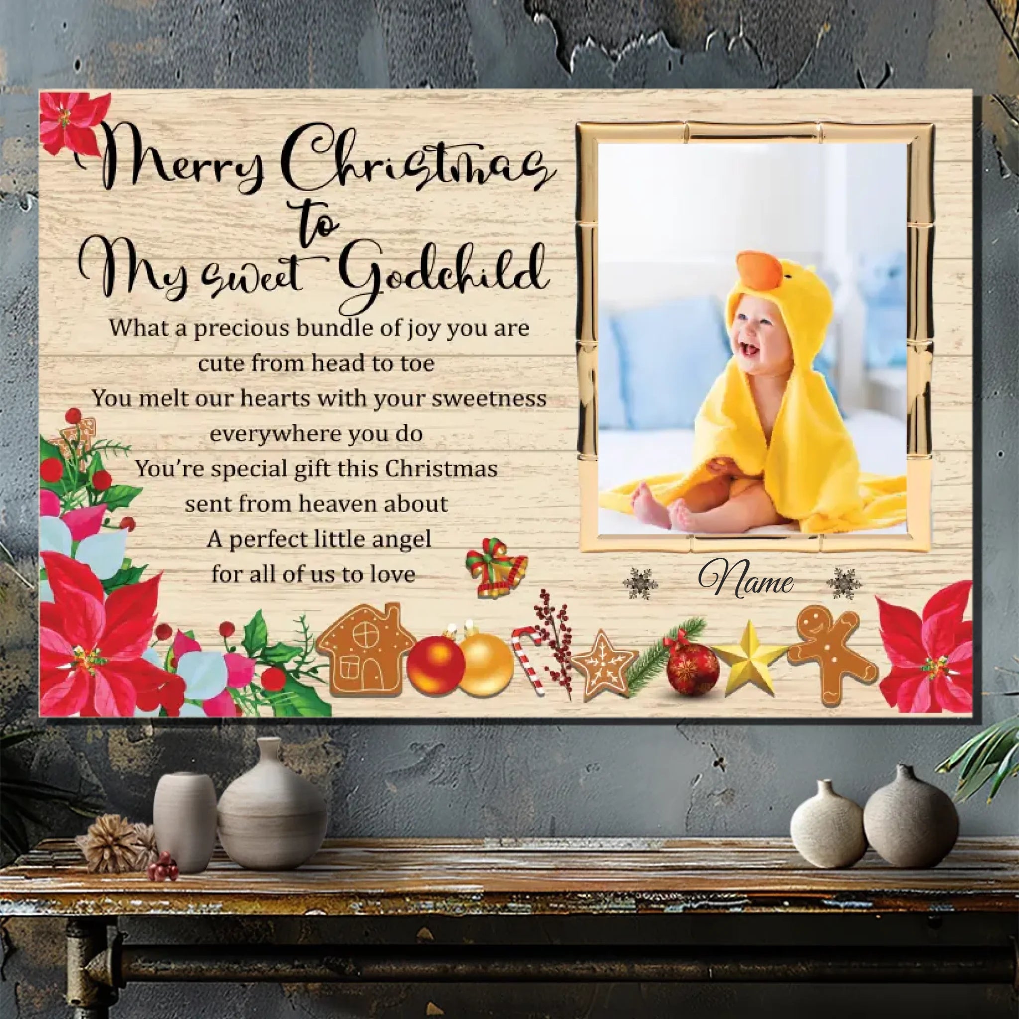 Customizable Christmas Canvas for Your Sweet Godchild: A Precious Keepsake | 89Prints