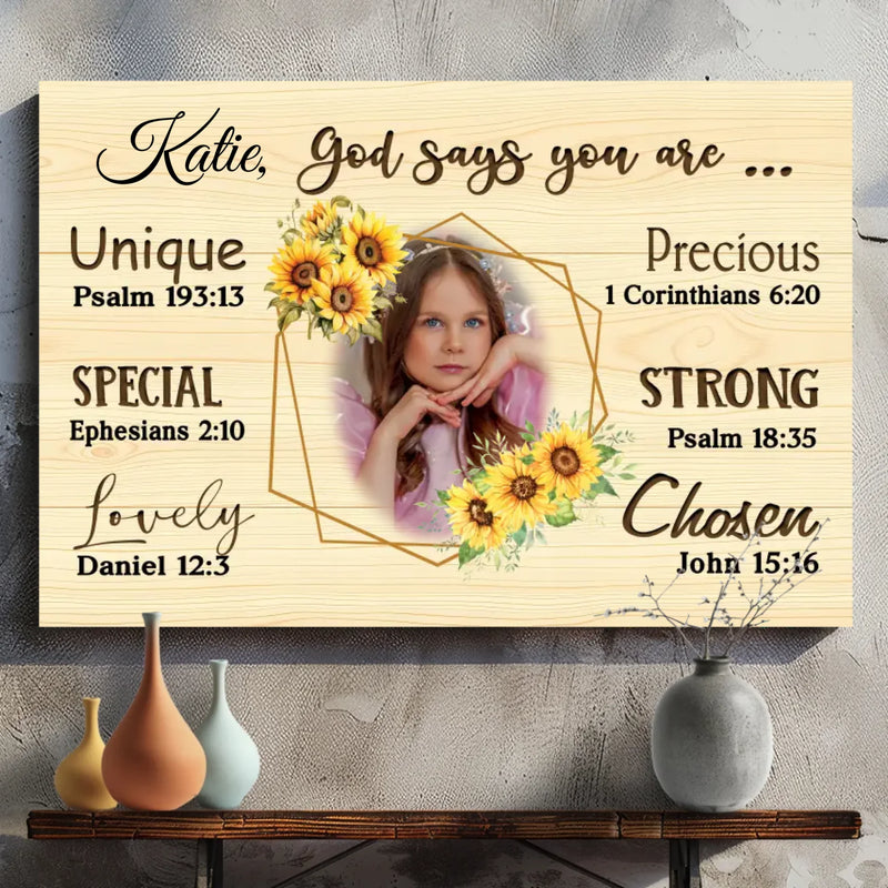 Personalized God Says You Are Canvas for Daughters – Unique Faith-Inspired Gift | 89Prints