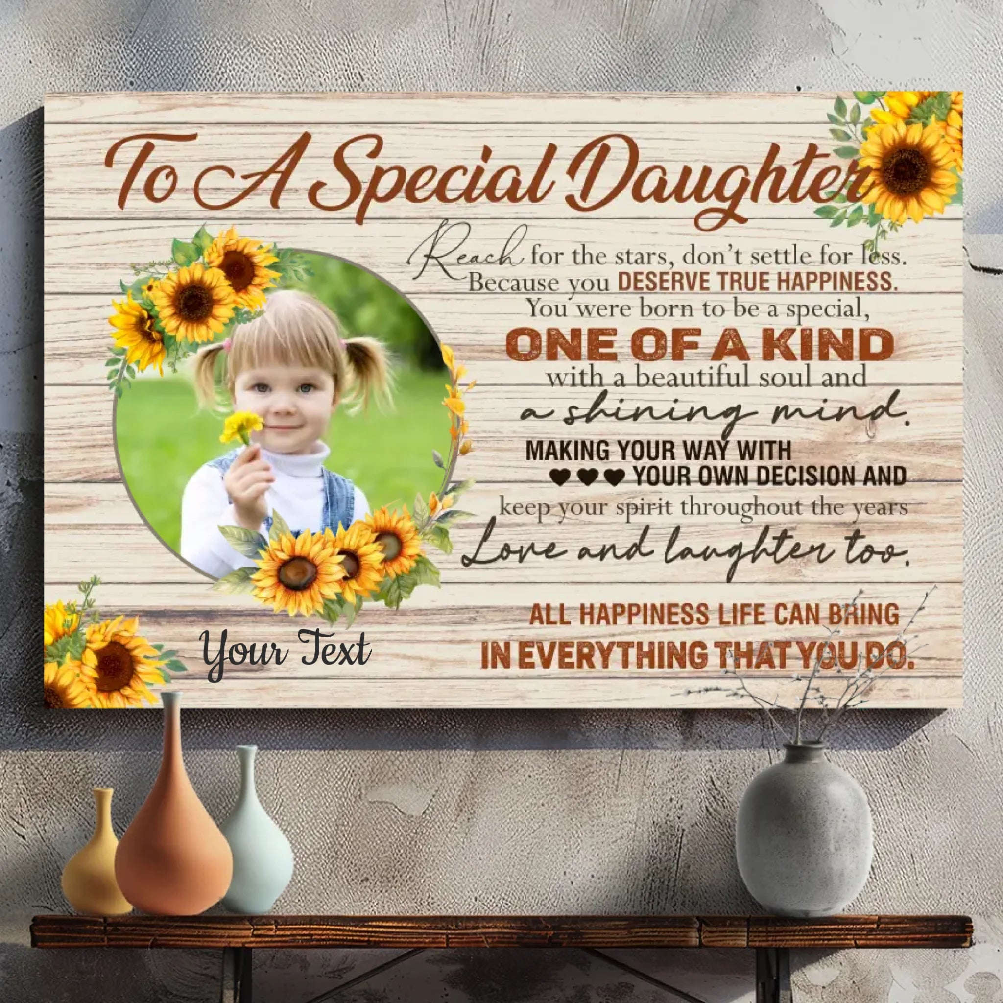 Custom Canvas for a Special Daughter: Inspiring Message from 89Prints