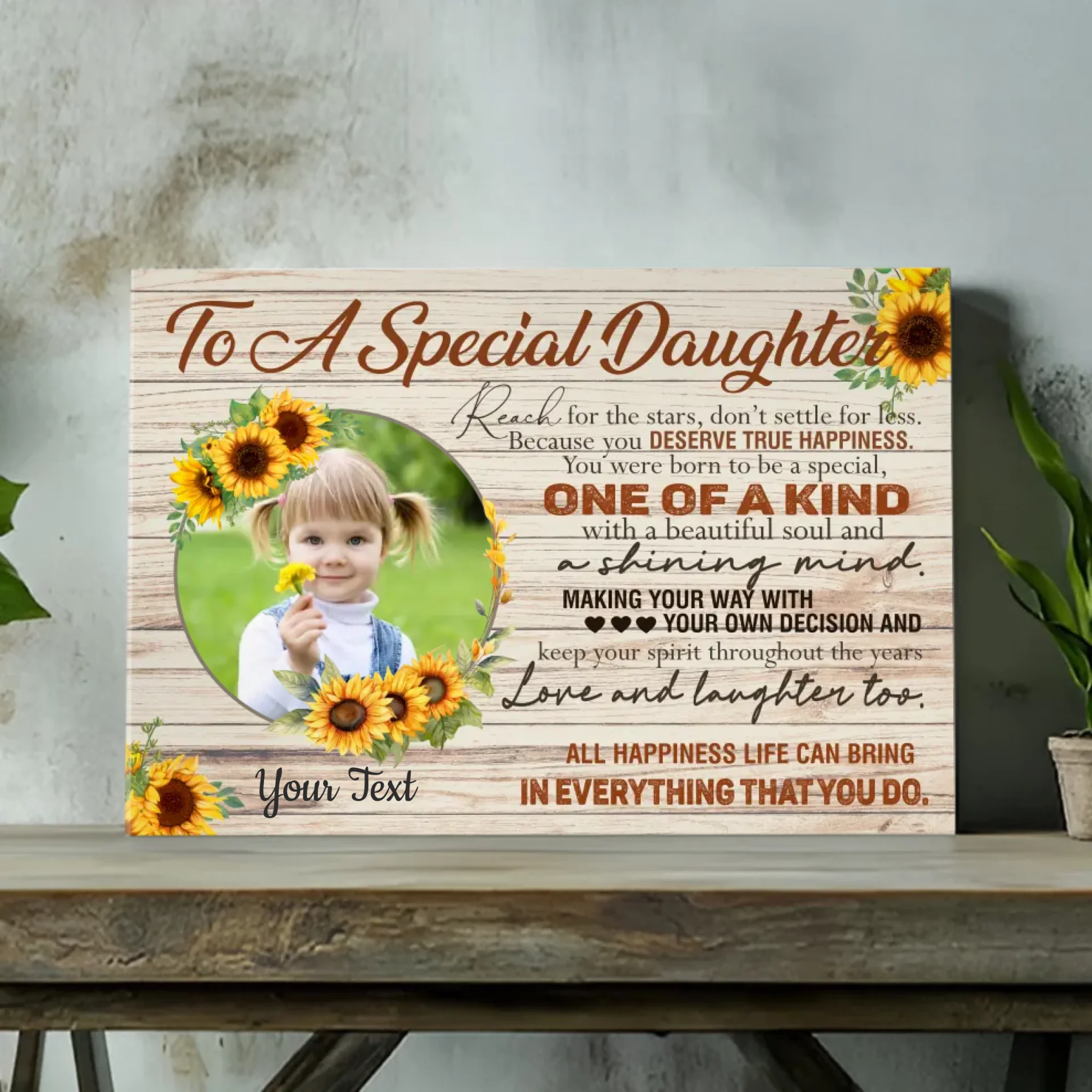 Custom Canvas for a Special Daughter: Inspiring Message from 89Prints