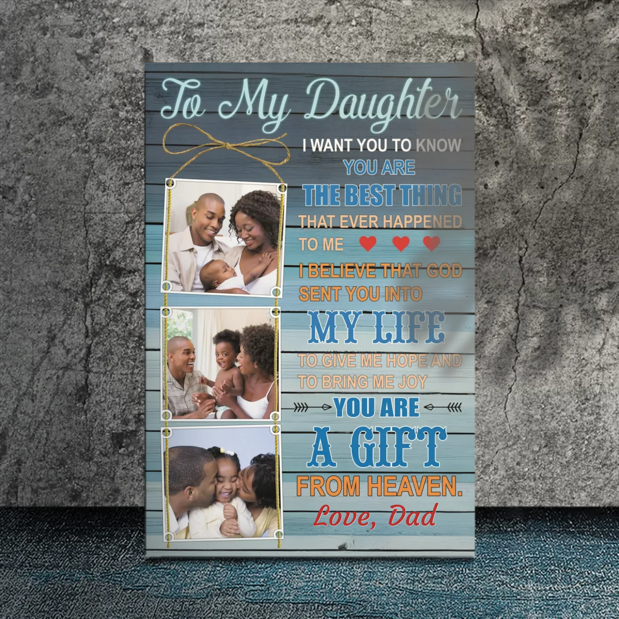 Customizable Canvas: A Father’s Heartfelt Message to His Daughter | 89Prints