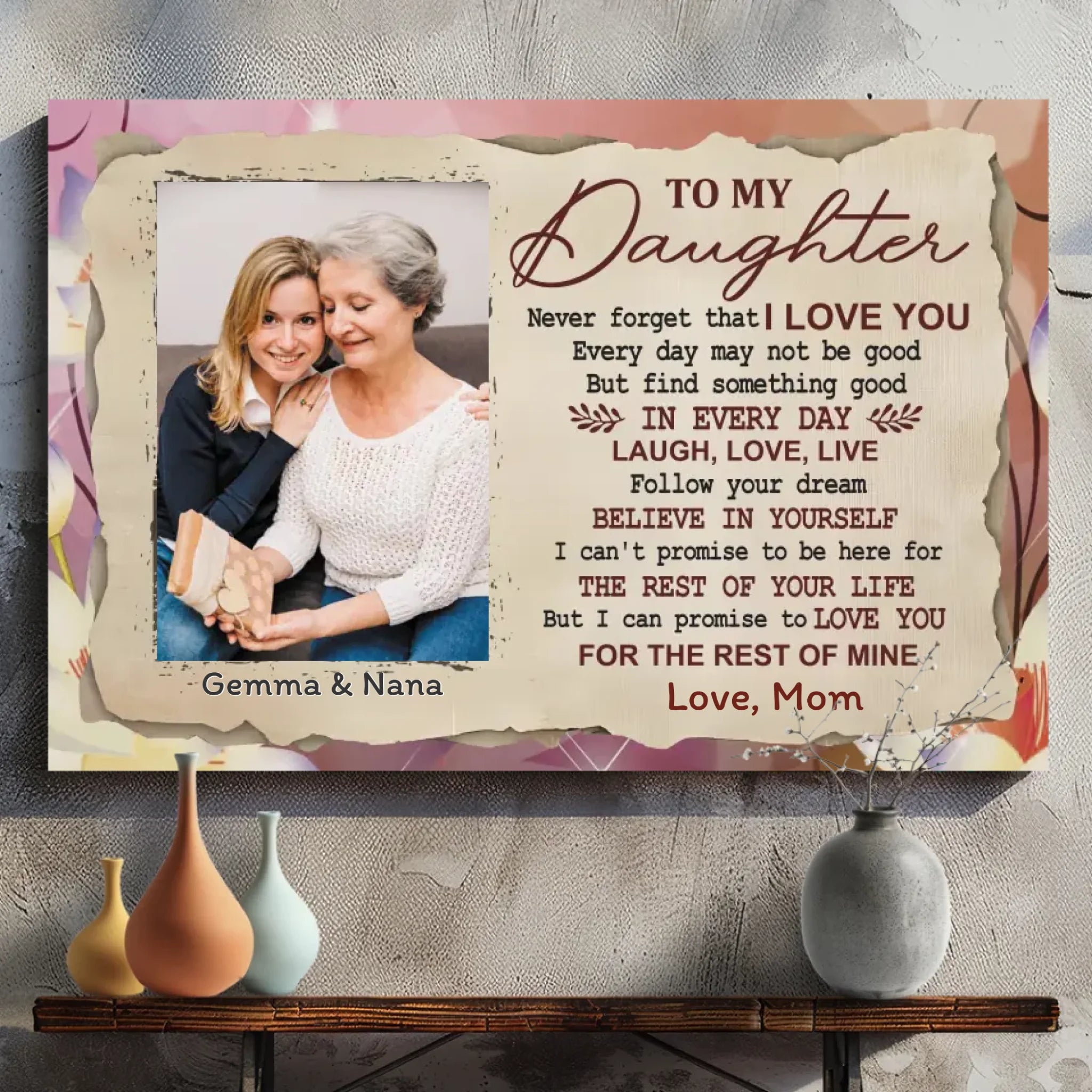 Customizable Canvas for Daughter: A Loving Message from Mom at 89Prints
