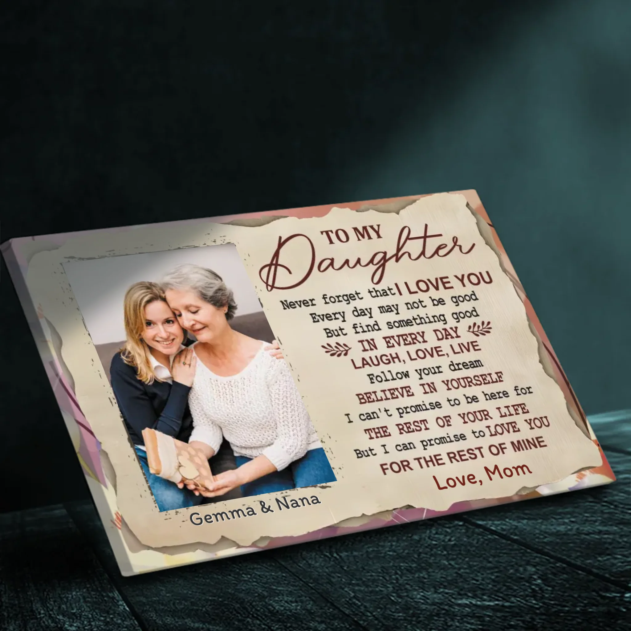 Customizable Canvas for Daughter: A Loving Message from Mom at 89Prints
