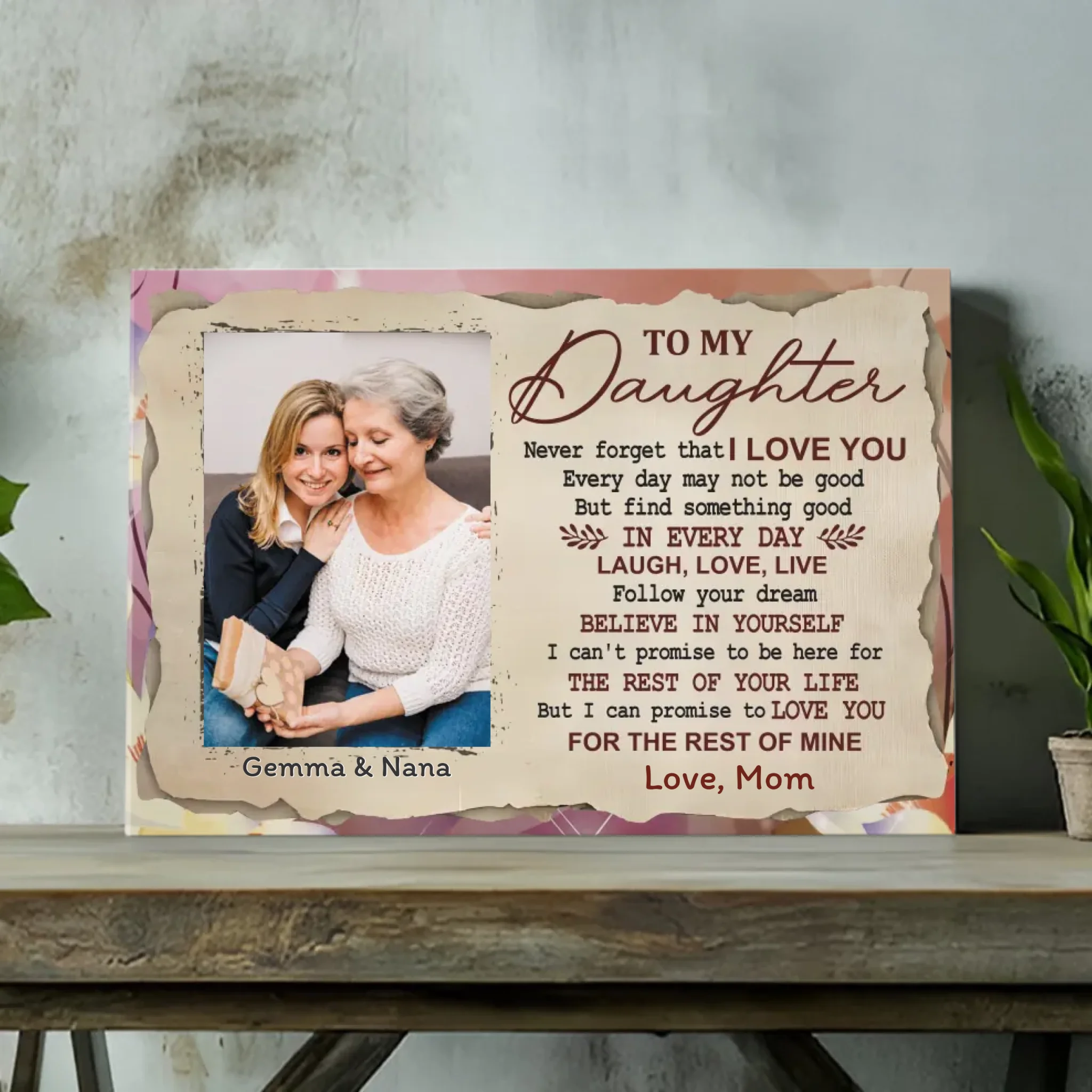 Customizable Canvas for Daughter: A Loving Message from Mom at 89Prints