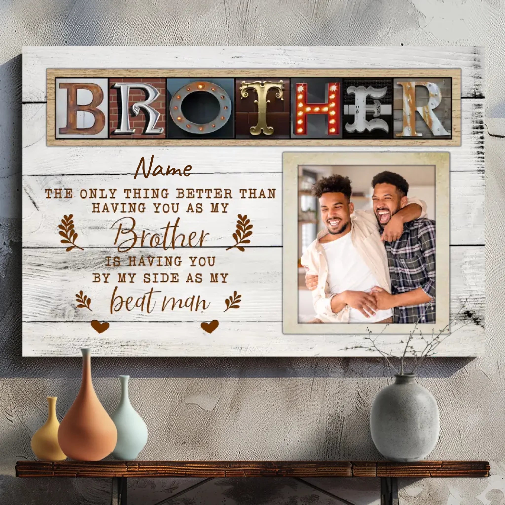 Customizable Brother Canvas: A Tribute to Your Best Man from 89Prints