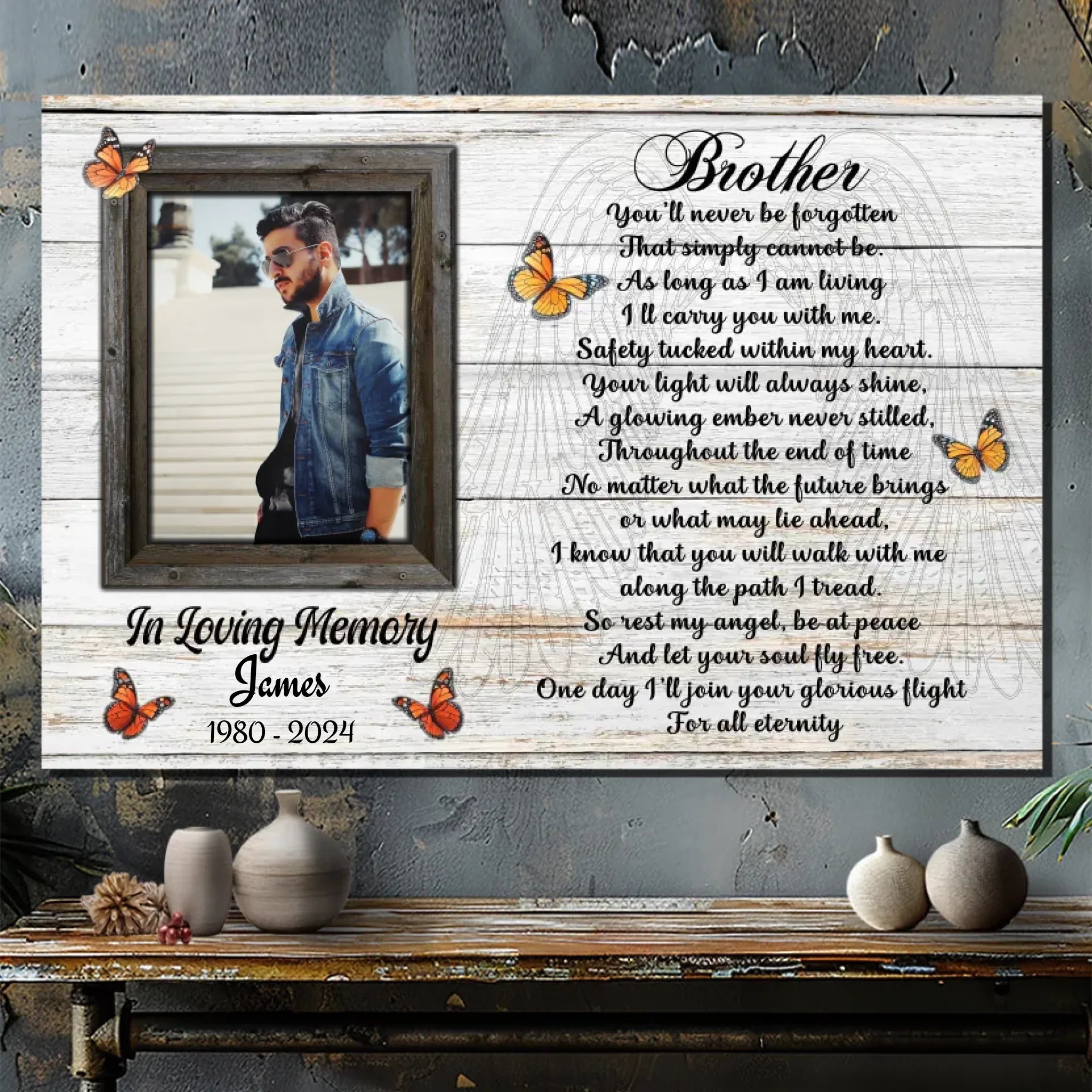 Personalized Brother-Sister Memorial Canvas - A Tribute to Lasting Love | 89Prints