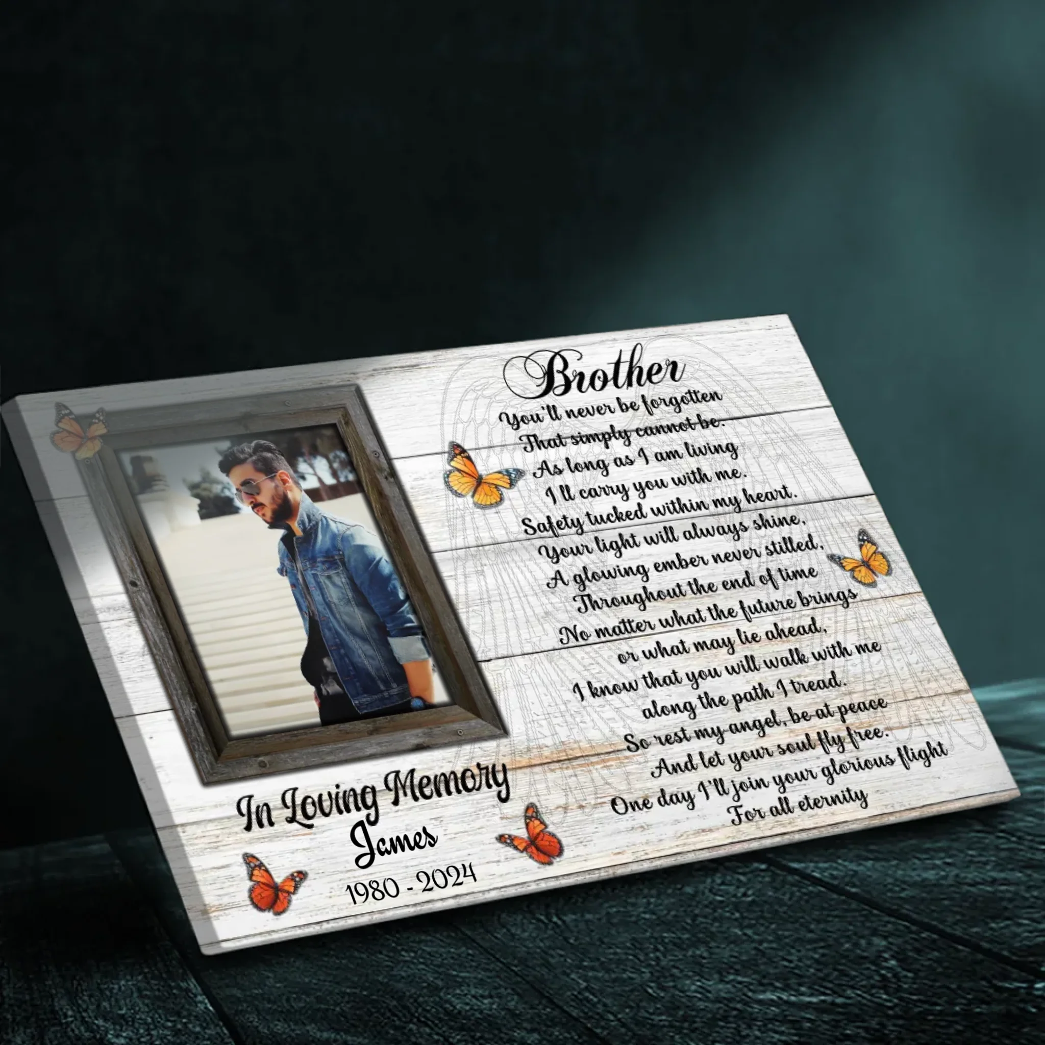 Personalized Brother-Sister Memorial Canvas - A Tribute to Lasting Love | 89Prints