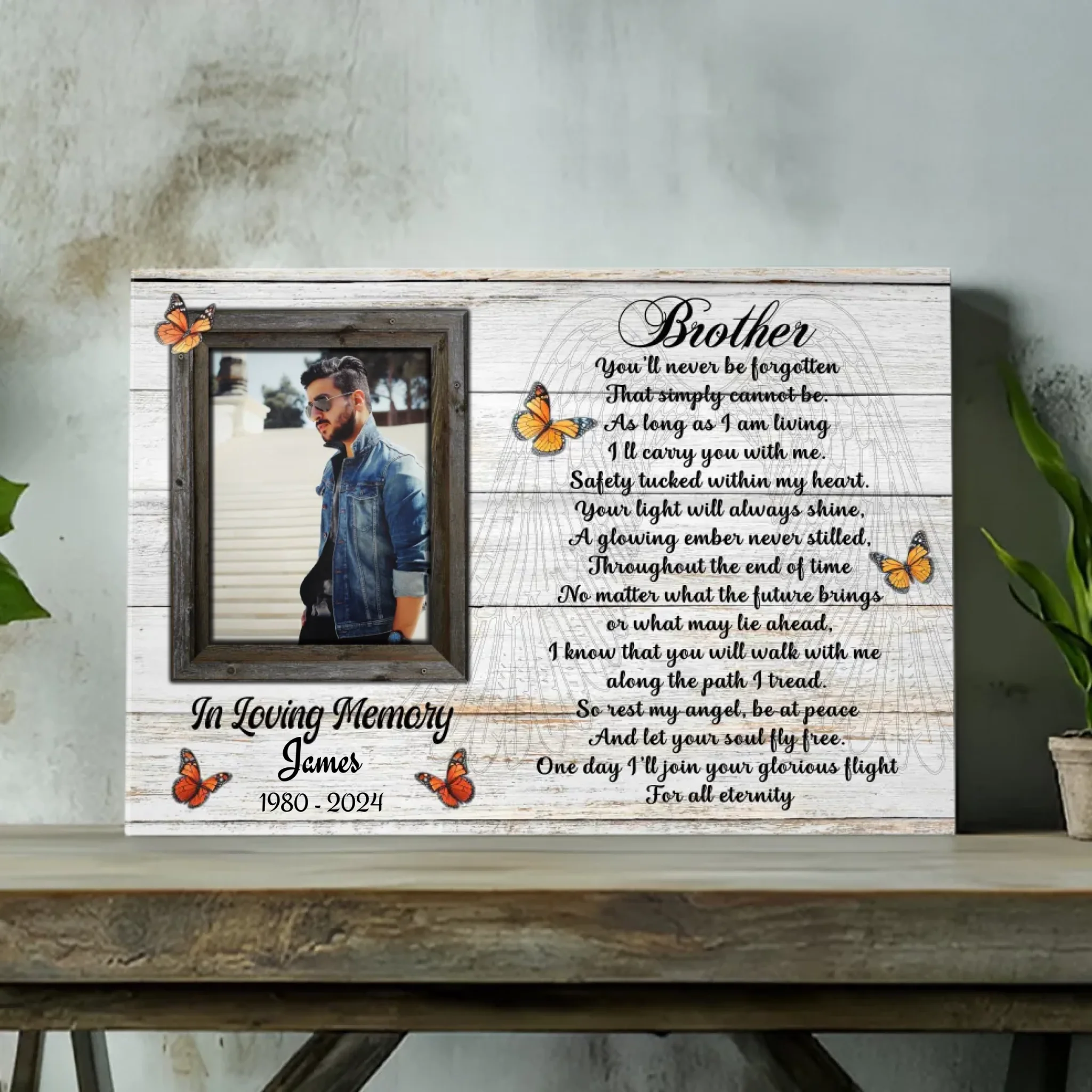 Personalized Brother-Sister Memorial Canvas - A Tribute to Lasting Love | 89Prints