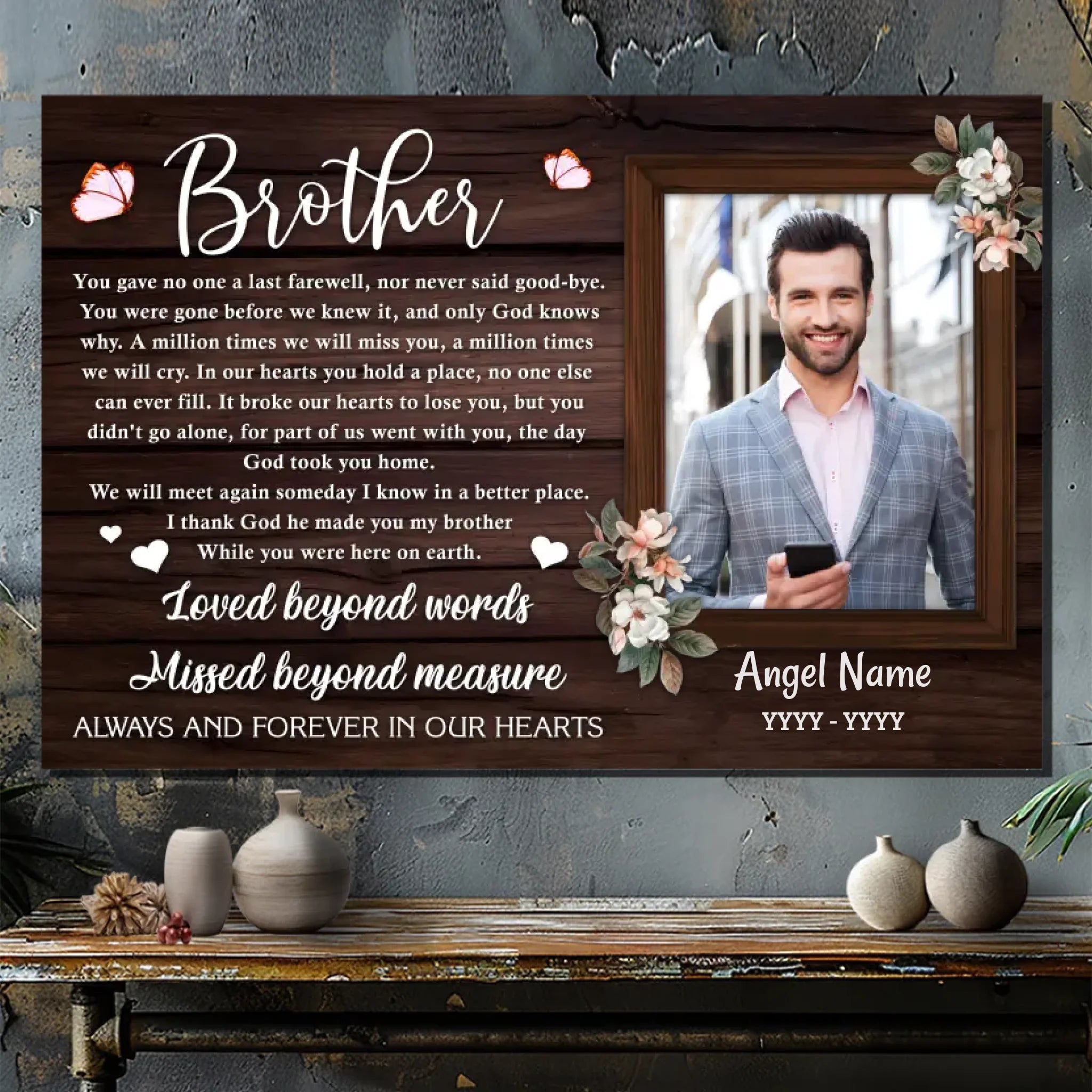 Heartfelt Brother Memorial Canvas - A Tribute to Lasting Love | 89Prints