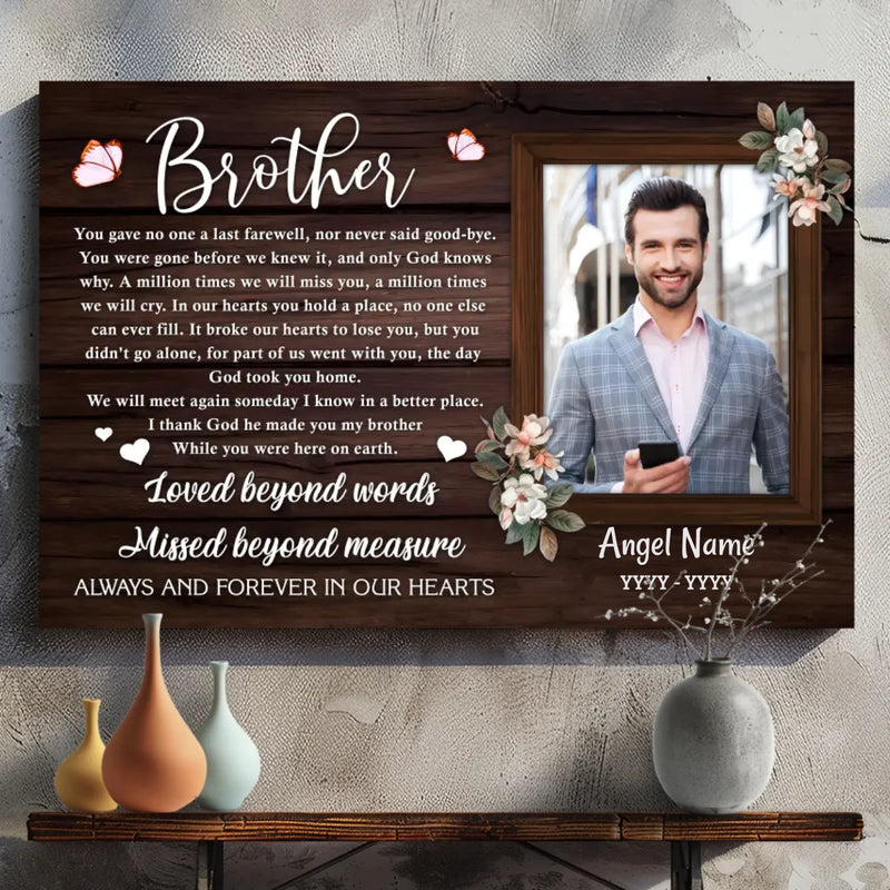 Heartfelt Brother Memorial Canvas - A Tribute to Lasting Love | 89Prints