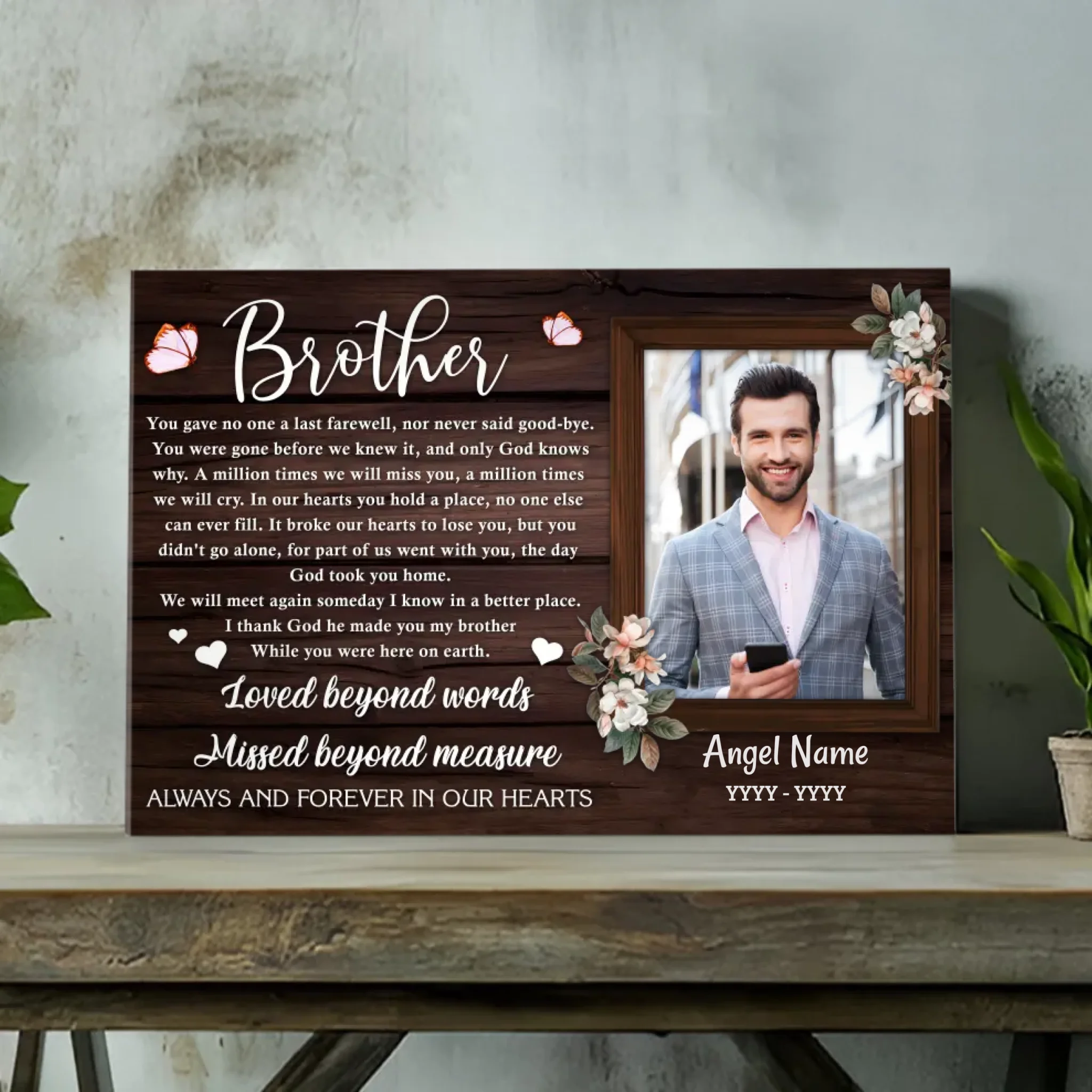 Heartfelt Brother Memorial Canvas - A Tribute to Lasting Love | 89Prints