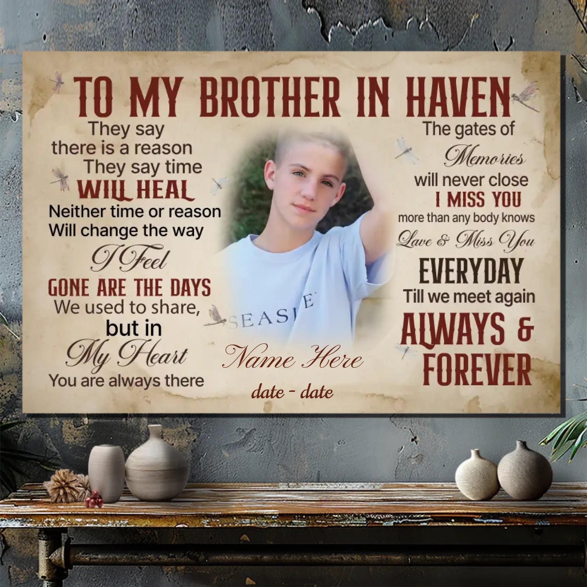 Heartfelt Brother in Heaven Canvas - A Tribute to Eternal Love | 89Prints