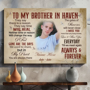 Heartfelt Brother in Heaven Canvas - A Tribute to Eternal Love | 89Prints