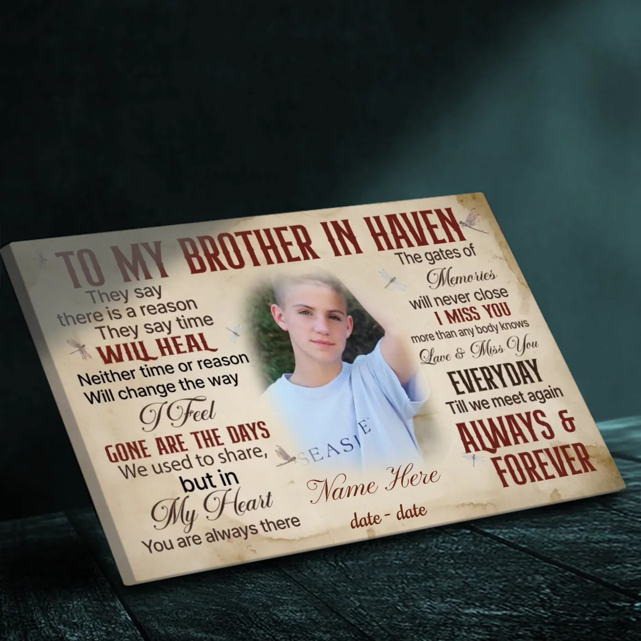 Heartfelt Brother in Heaven Canvas - A Tribute to Eternal Love | 89Prints