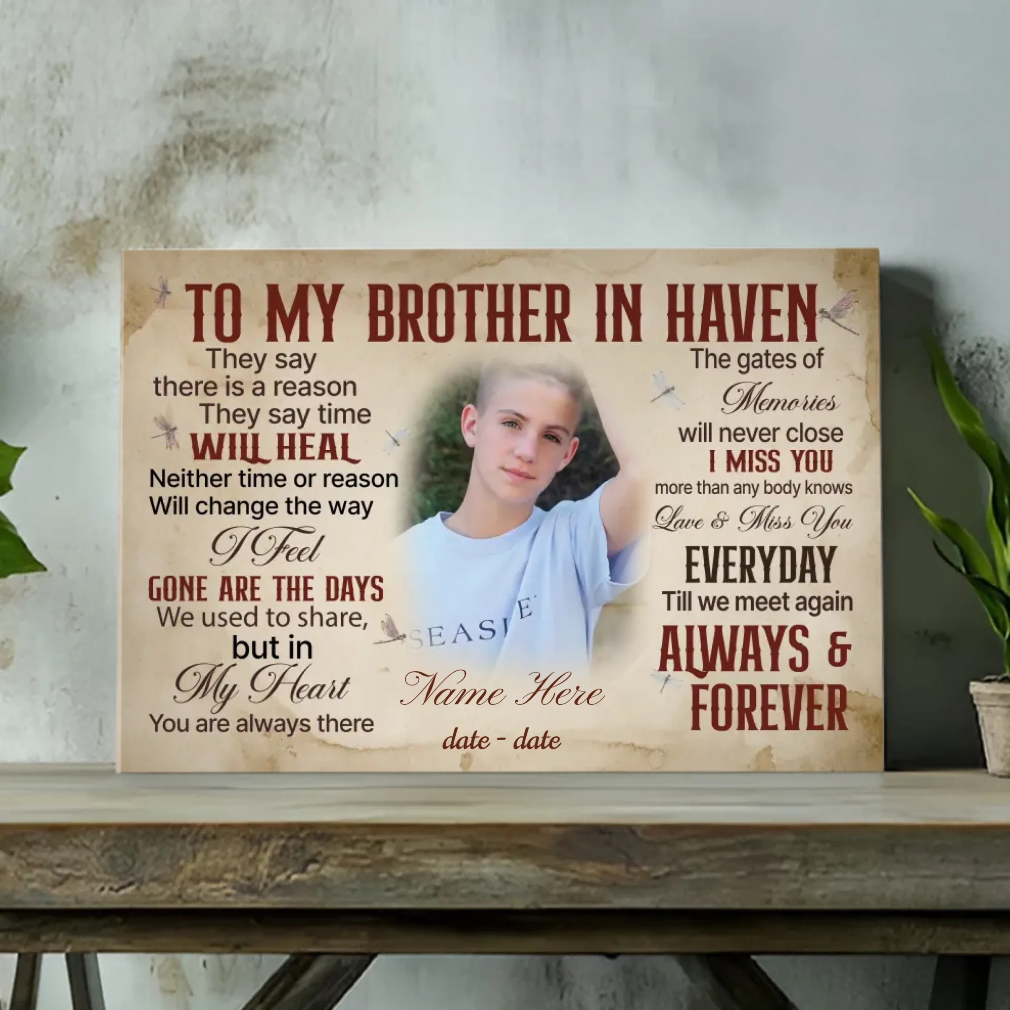 Heartfelt Brother in Heaven Canvas - A Tribute to Eternal Love | 89Prints